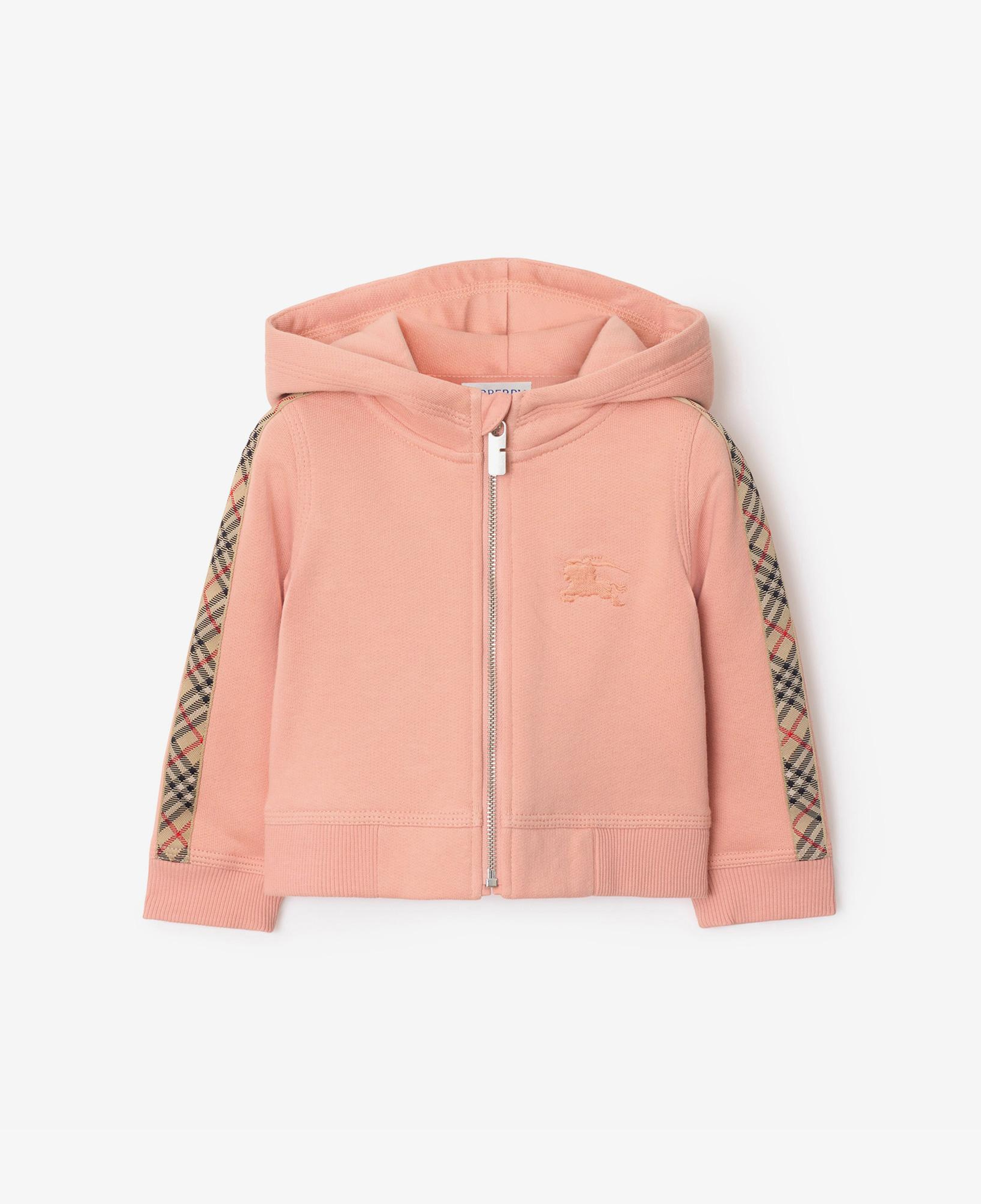 Burberry Elin Check Trim Cotton Çocuk Pembe Hoodie