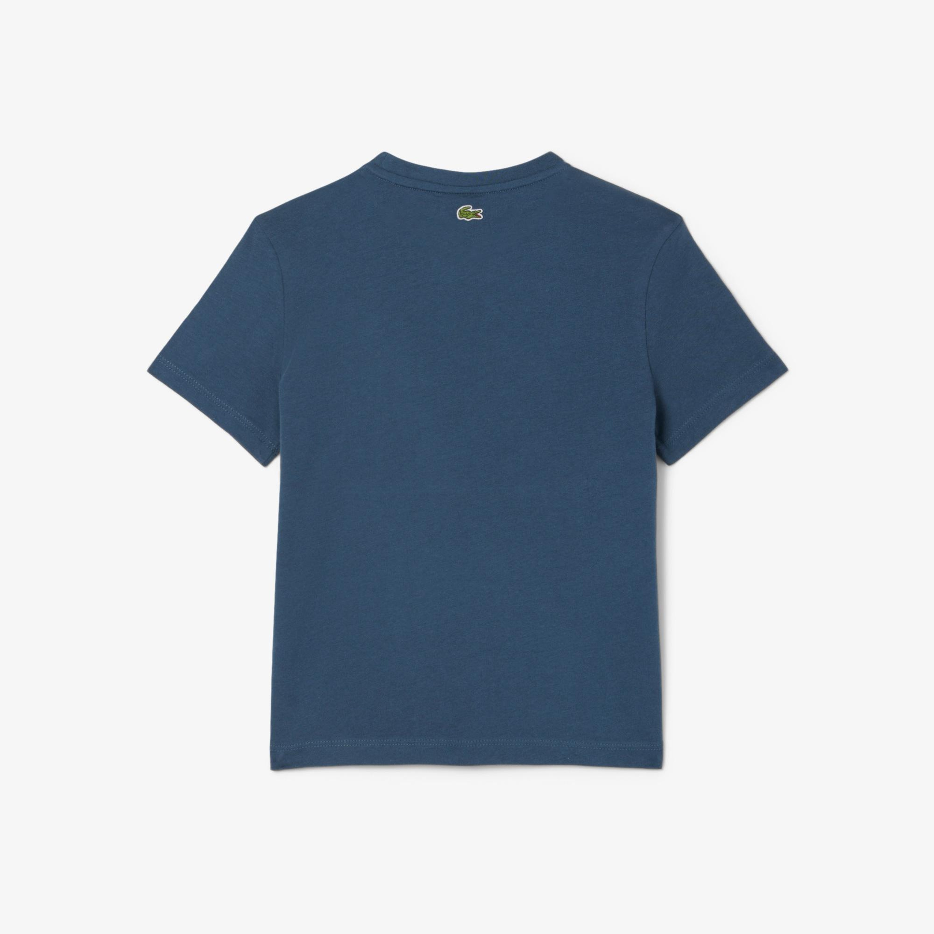 Çocuk Bisiklet Yaka Baskılı Lacivert T-Shirt