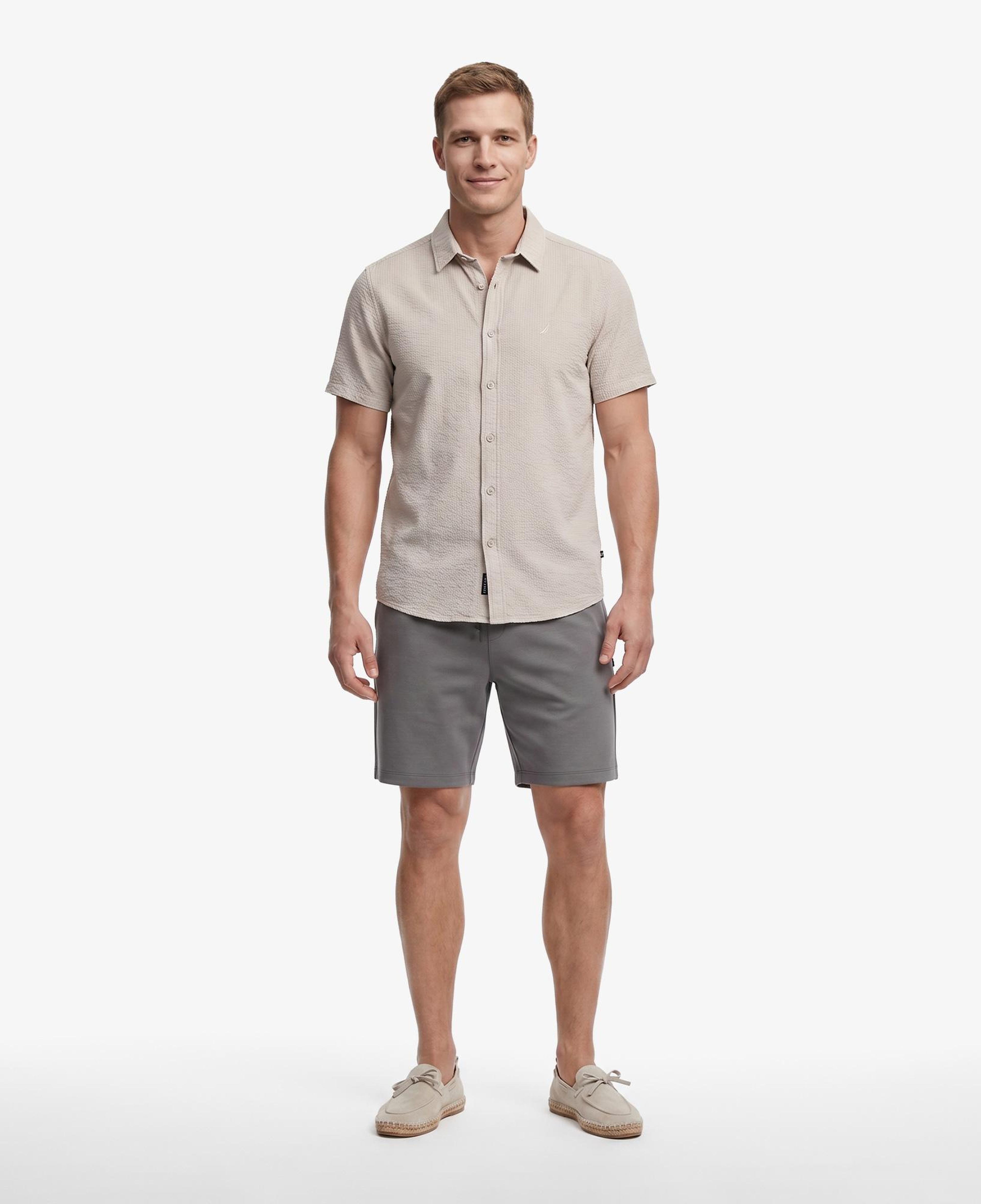 Nautica Erkek Bej Regular Fit Kısa Kollu Gömlek