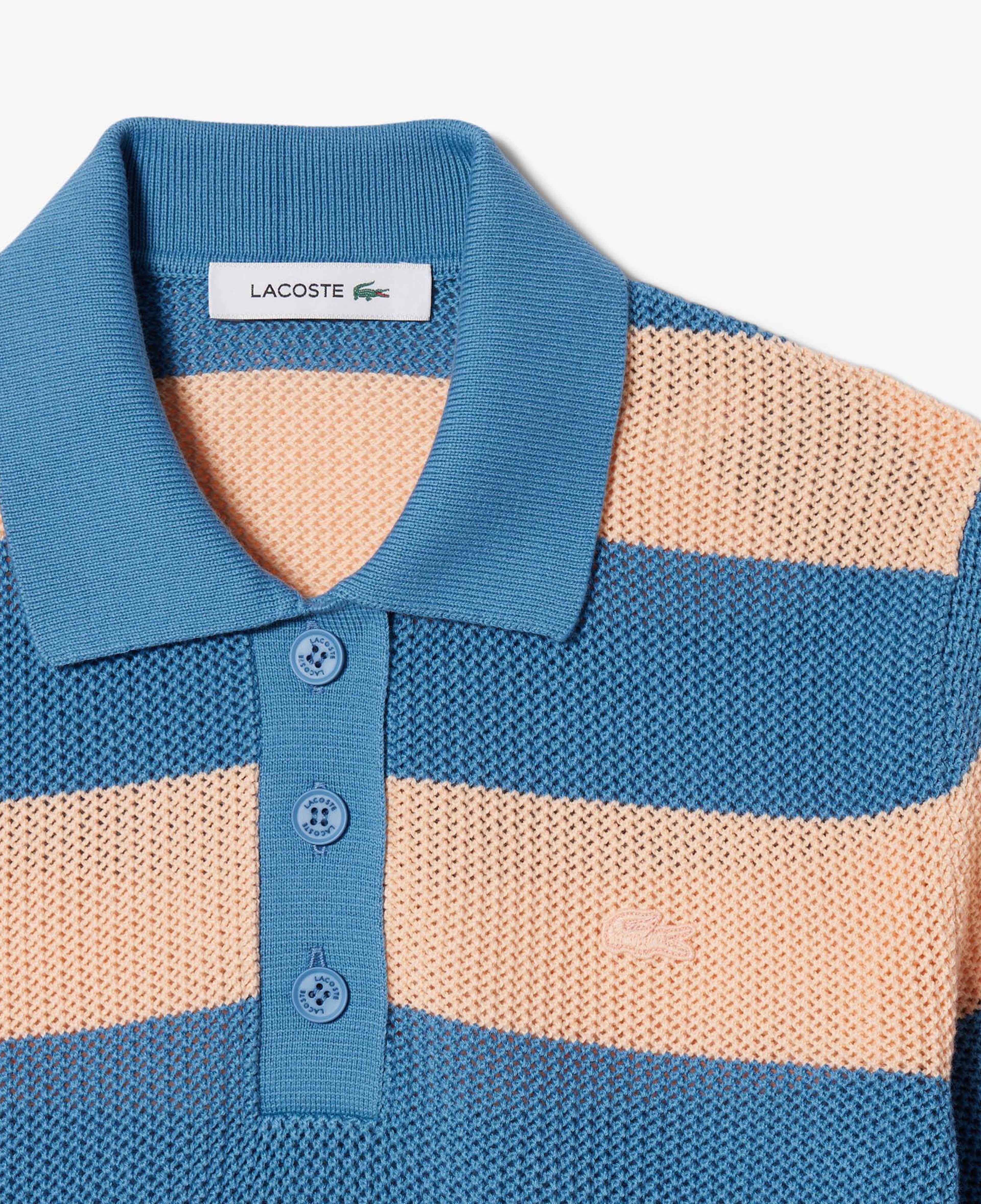 Lacoste Kadın Regular Fit Kısa Kollu Polo Yaka Çizgili Mavi Bluz