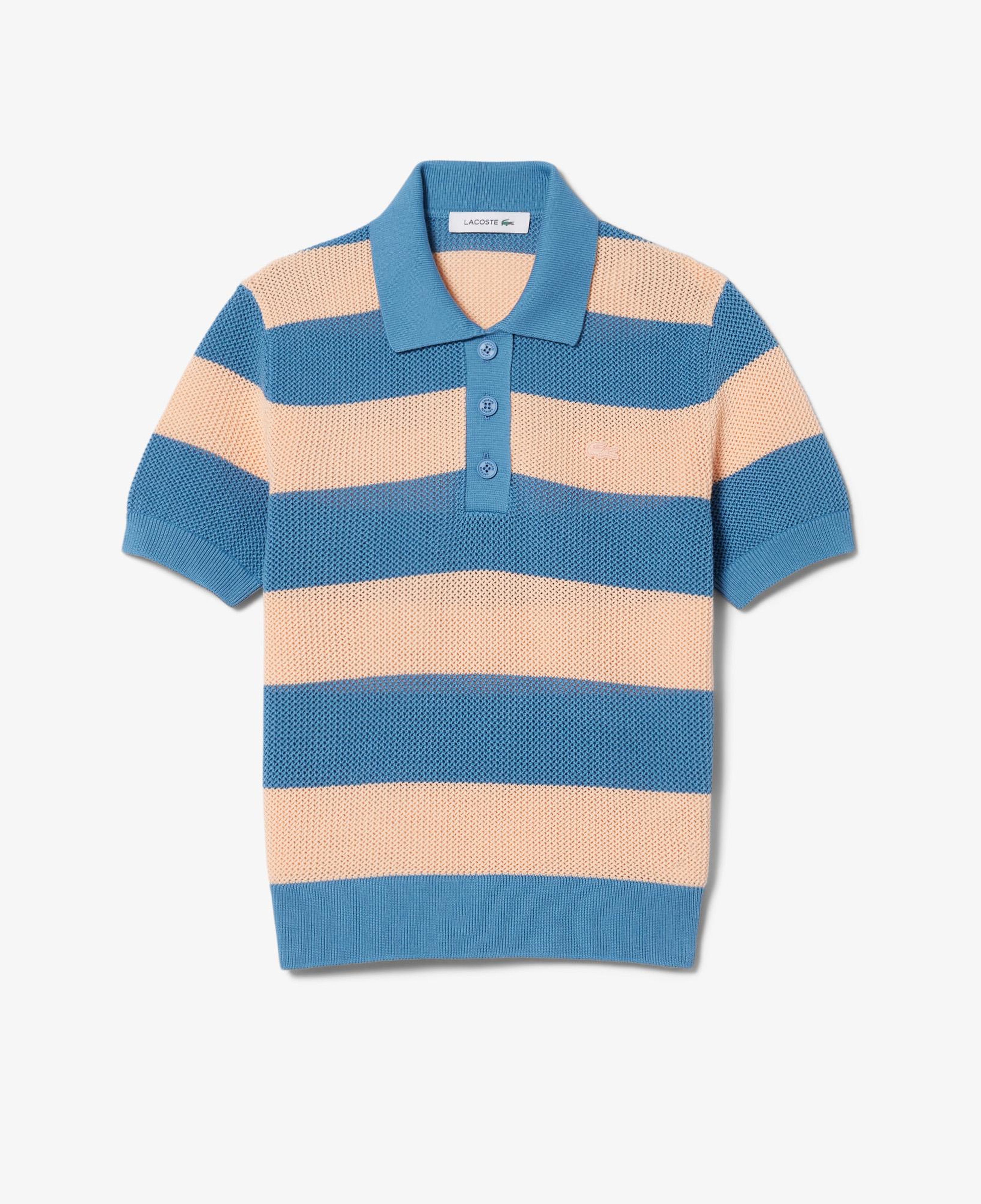Lacoste Kadın Regular Fit Kısa Kollu Polo Yaka Çizgili Mavi Bluz