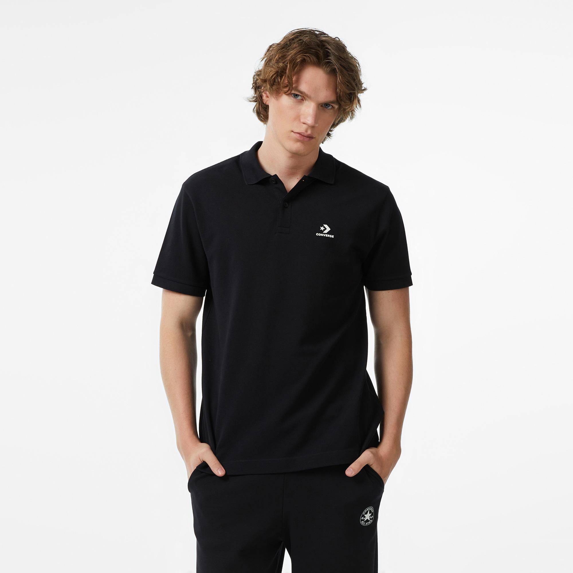 Converse Erkek Siyah Polo Yaka T-Shirt