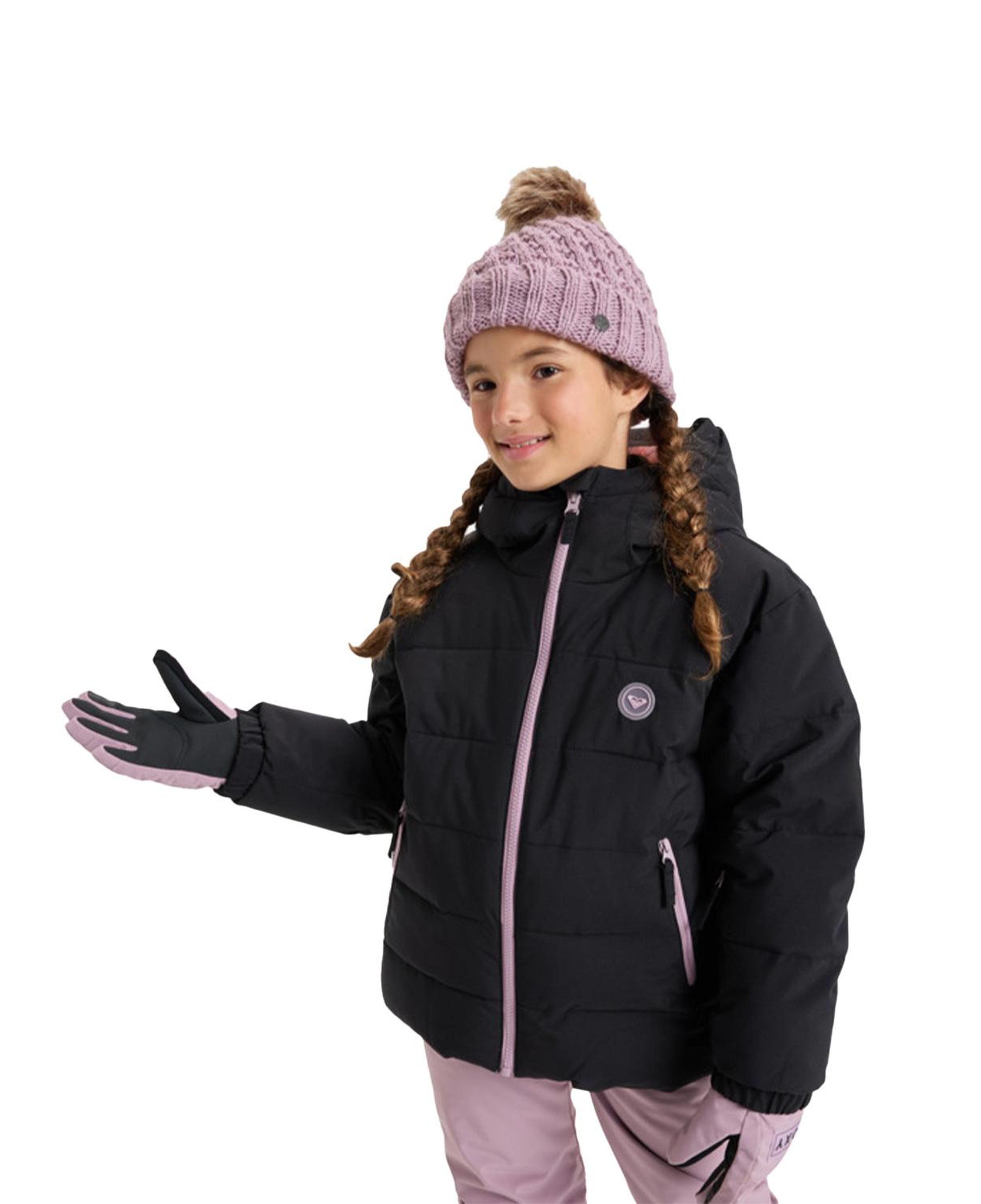 Roxy Snowyhill Puffy Kız Çocuk Siyah Snowboard Ceketi