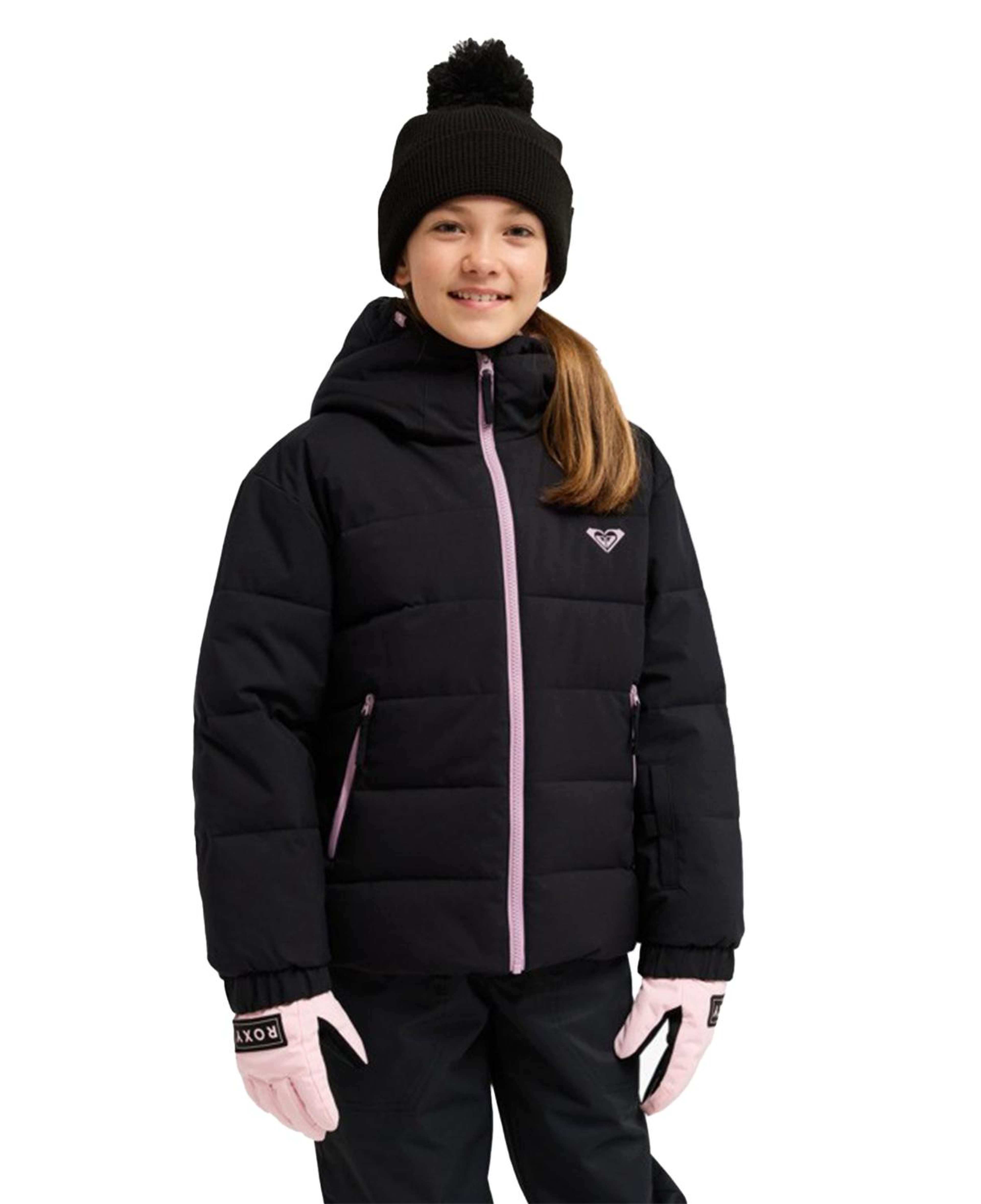 Roxy Snowyhill Puffy Kız Çocuk Siyah Snowboard Ceketi