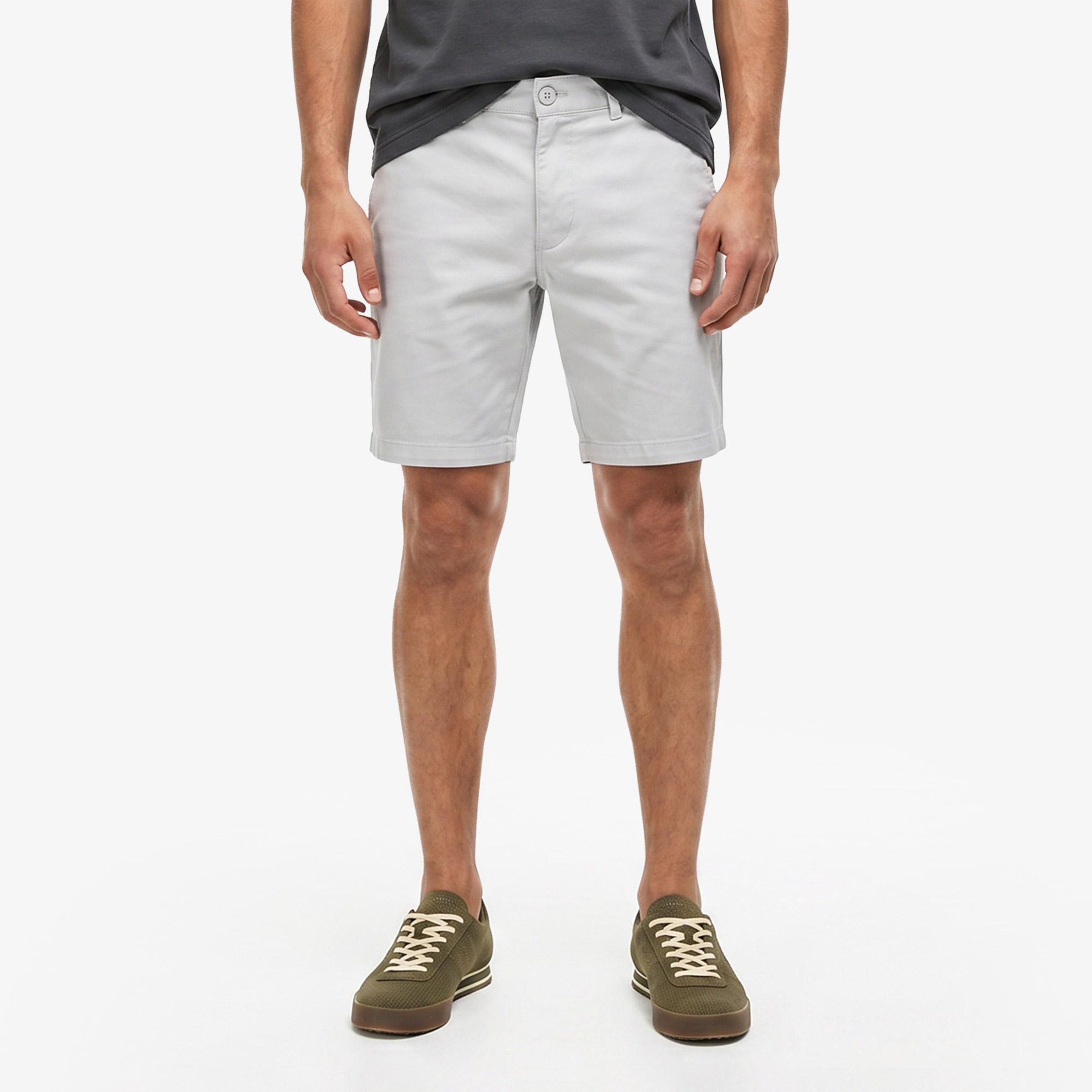 Erkek Slim Fit Gri Bermuda Şort
