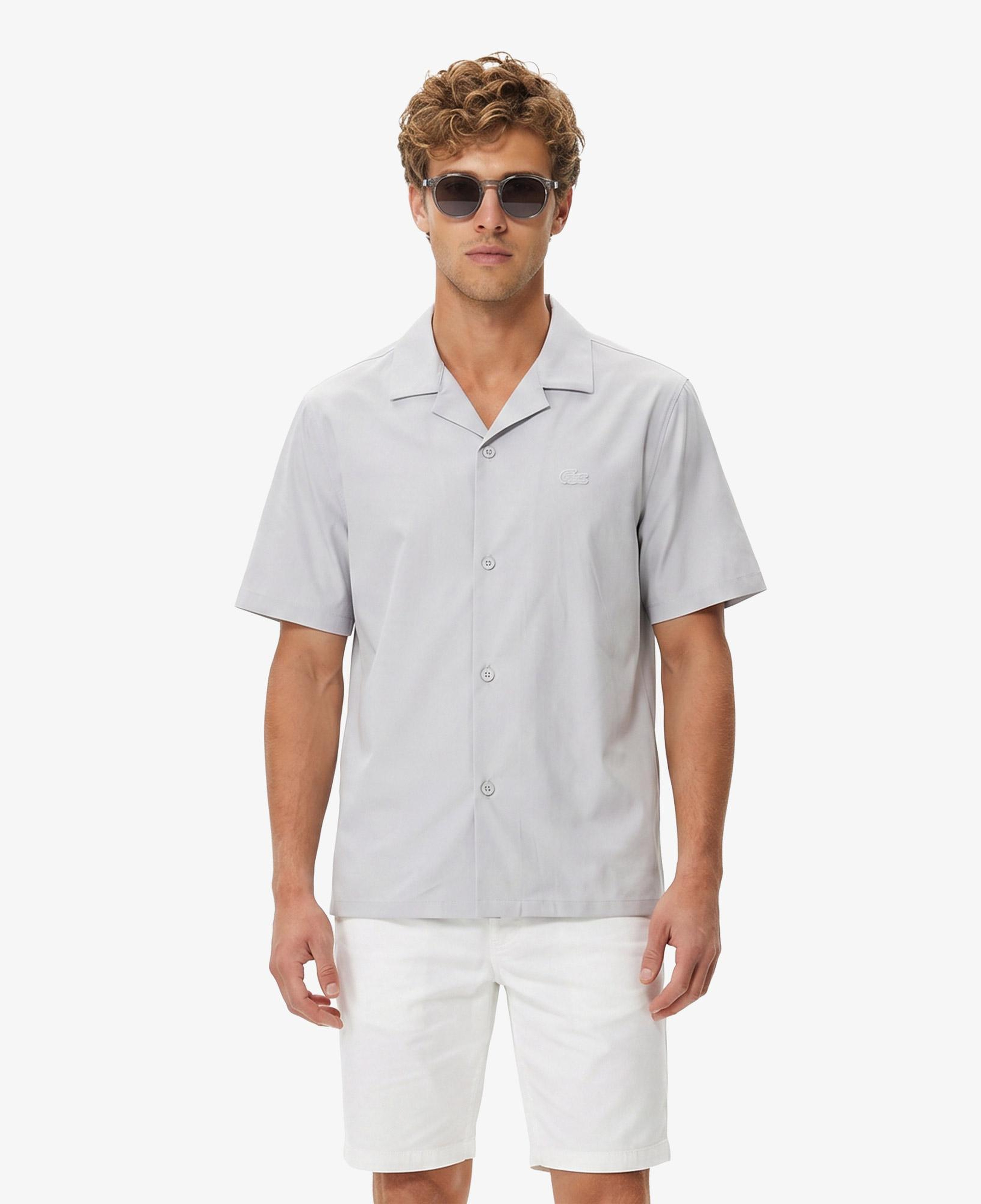 Erkek Relaxed Fit Kısa Kollu Gri Gömlek