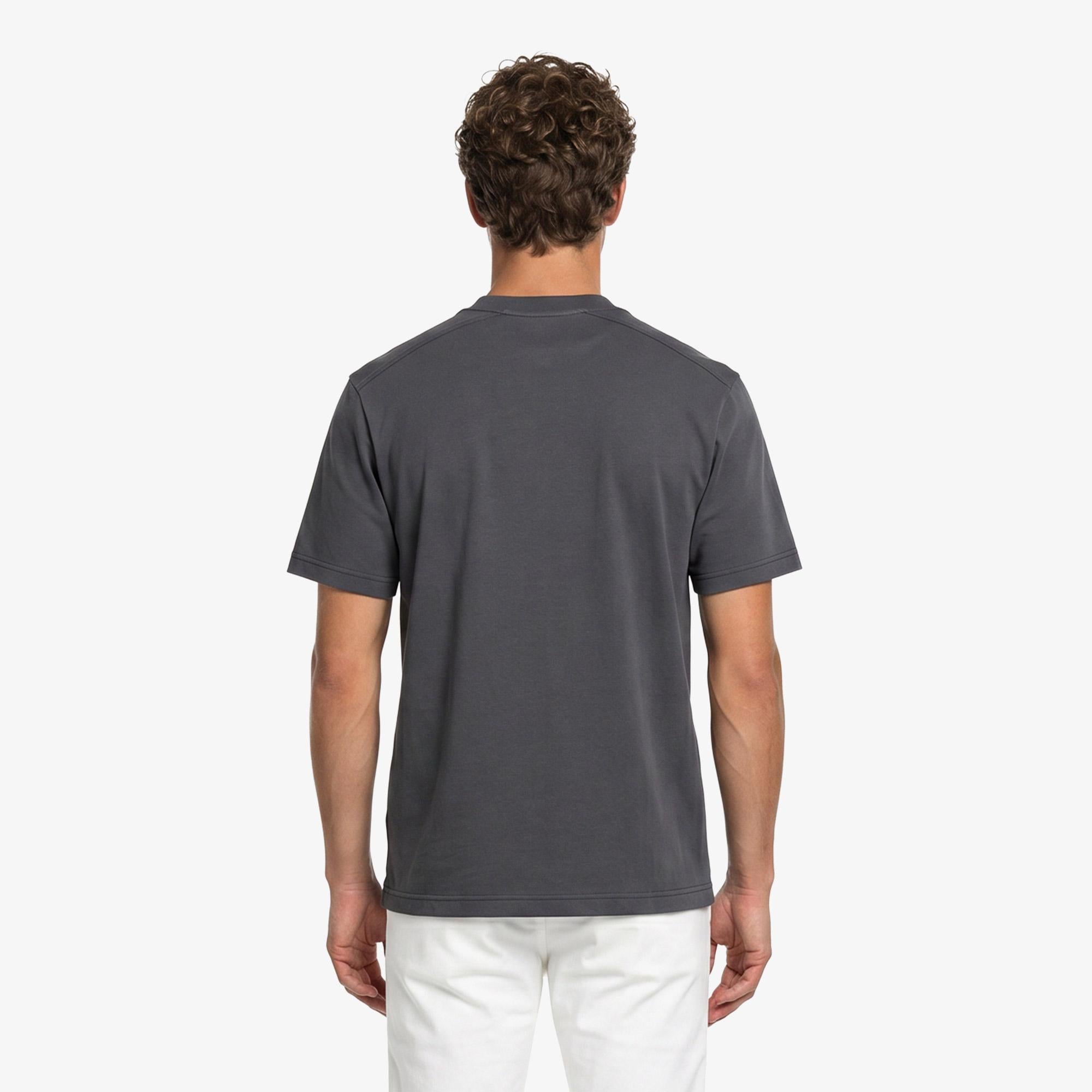 Erkek Relaxed Fit Bisiklet Yaka Koyu Gri T-Shirt