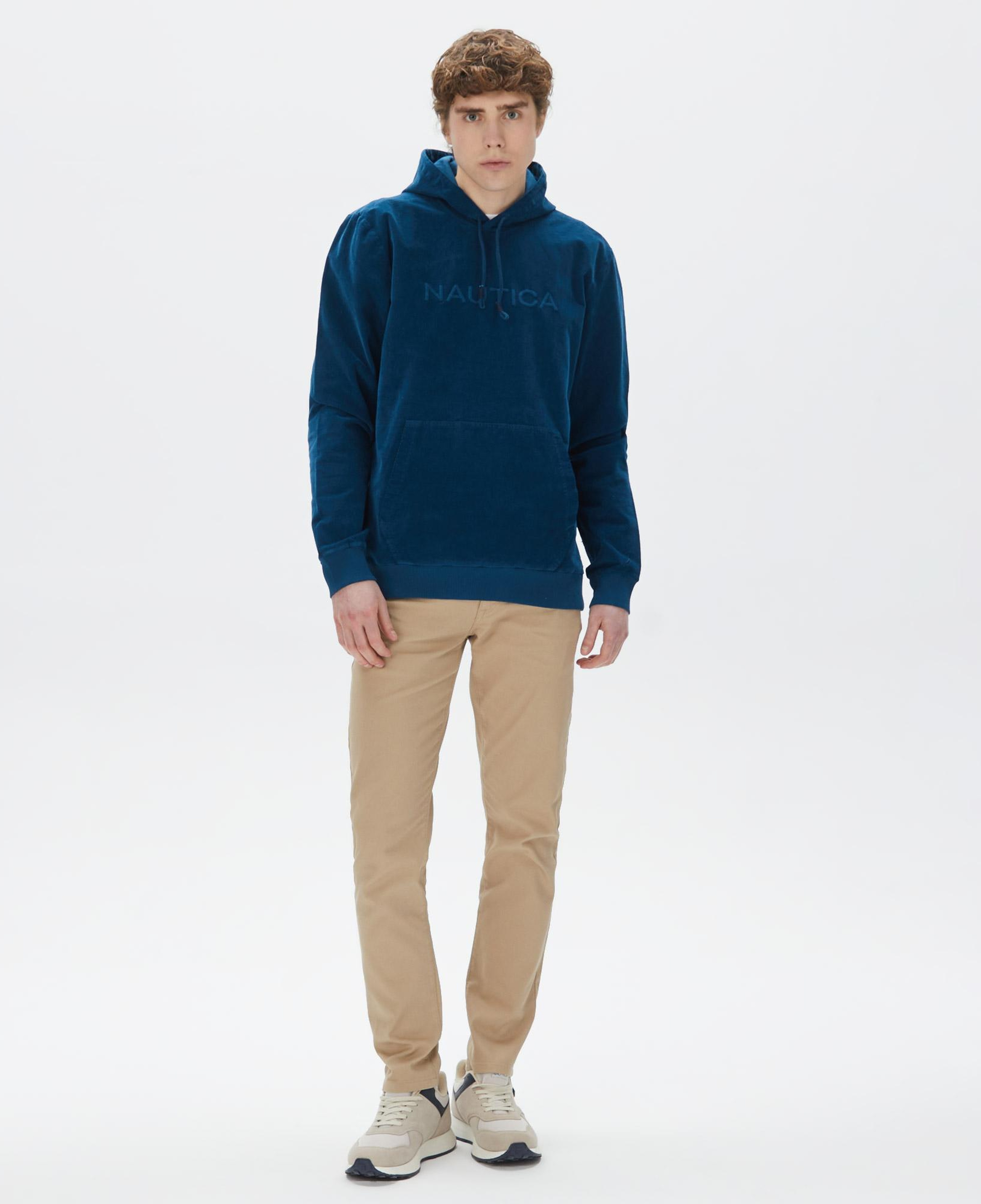 Nautica Erkek Mavi Standart Fit Kapüşonlu Sweatshirt
