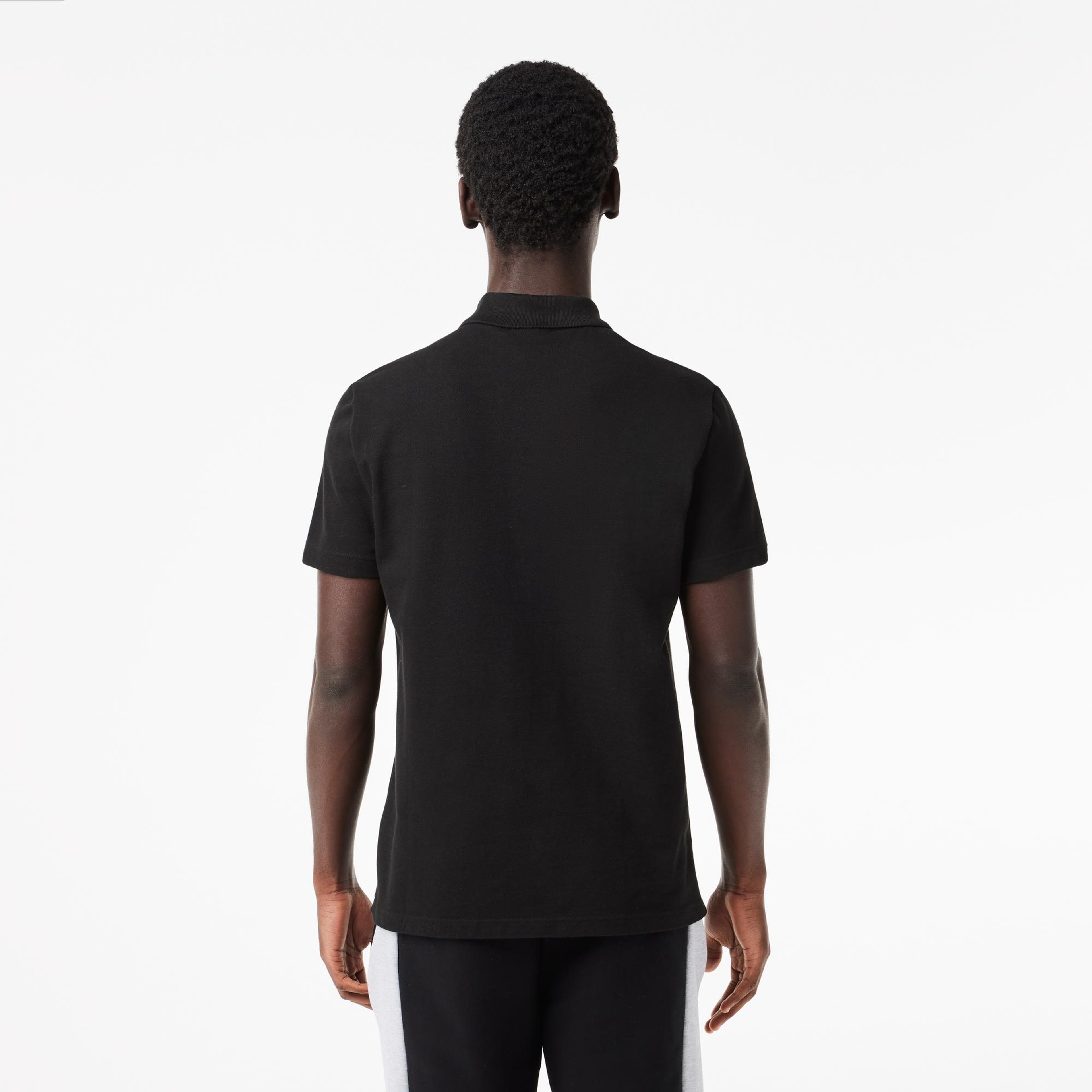 Erkek Regular Fit Renk Bloklu Siyah Polo