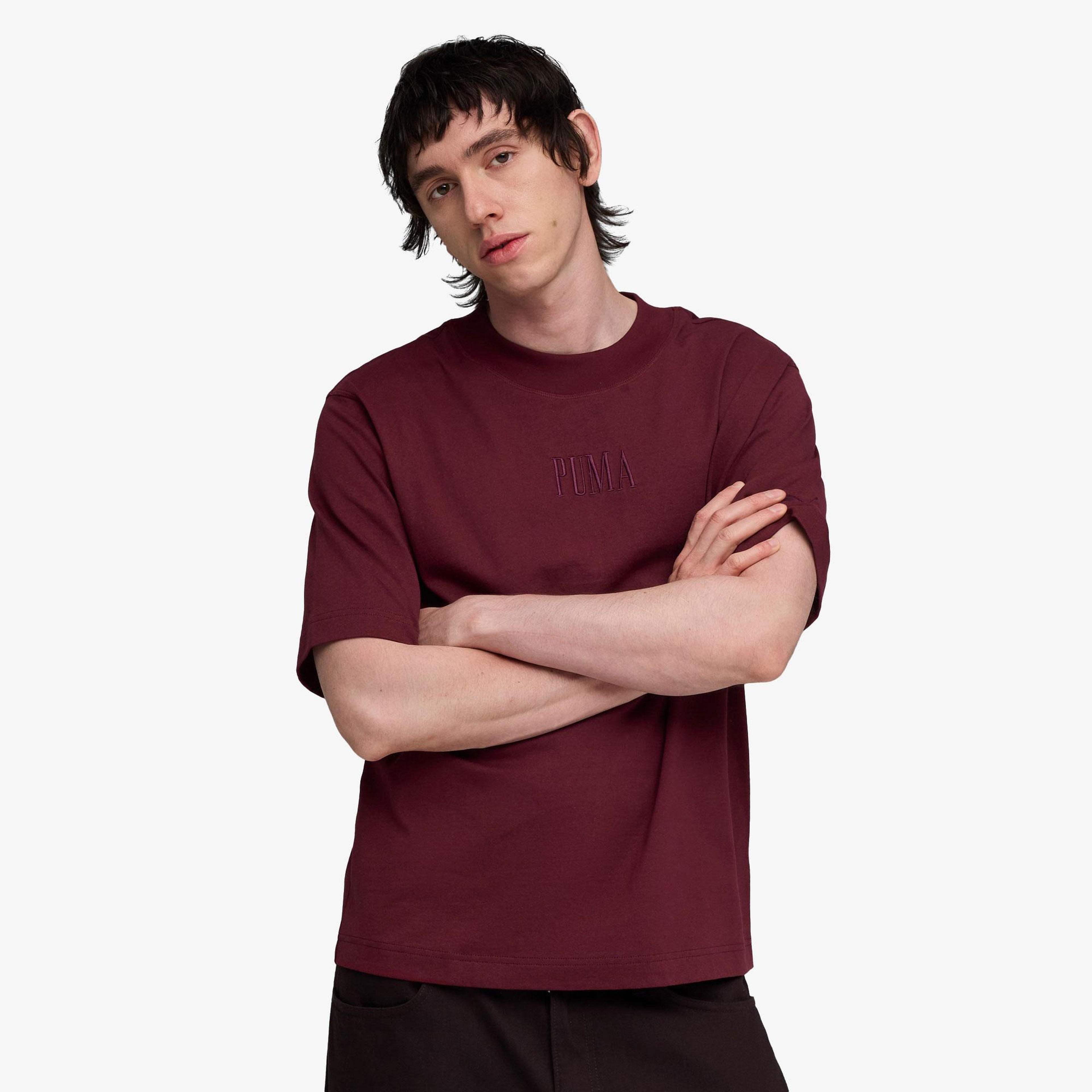 Puma Essentials Graphic Boxy Unisex Bordo T-Shirt