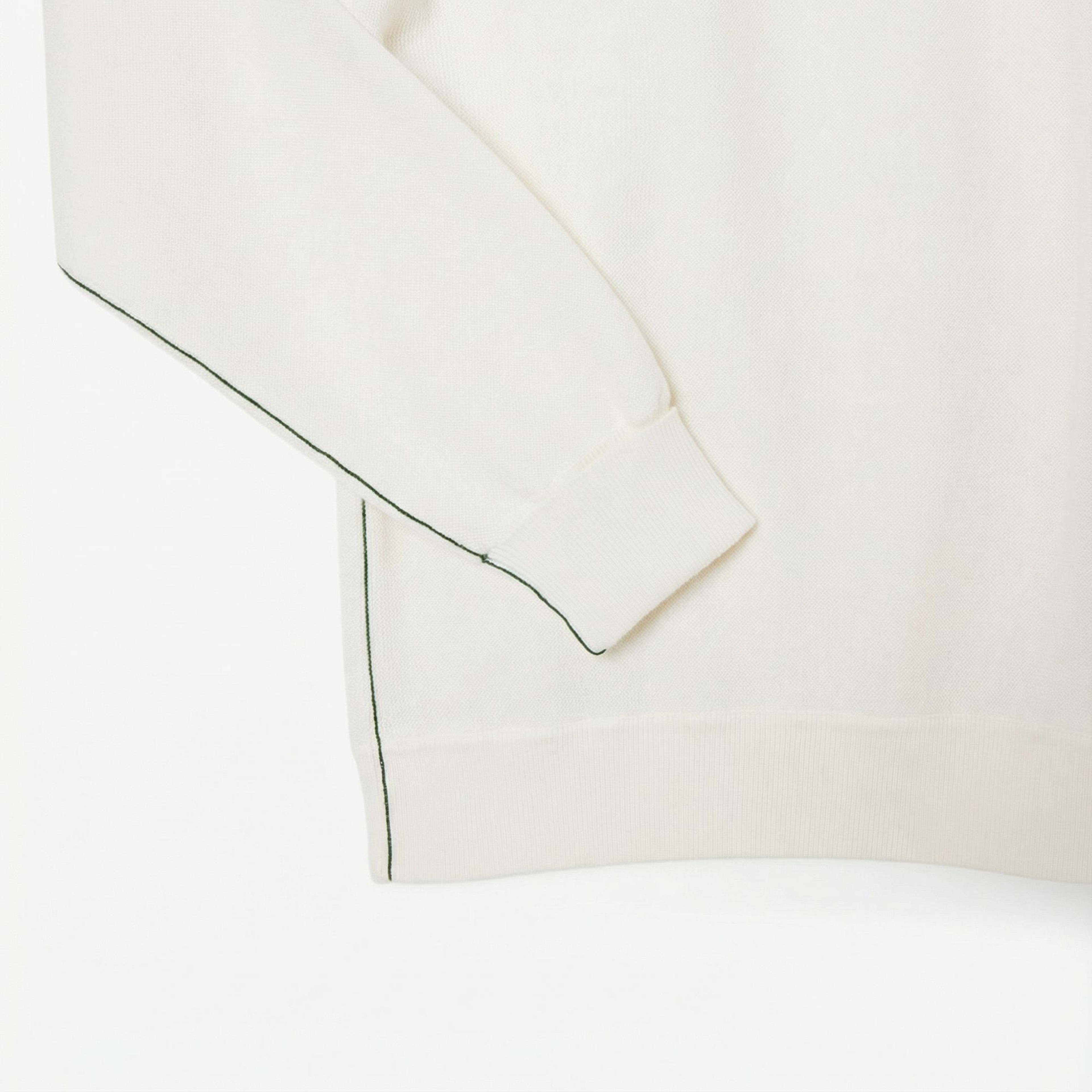 Lacoste Kadın Relaxed Fit Bisiklet Yaka Beyaz Kazak