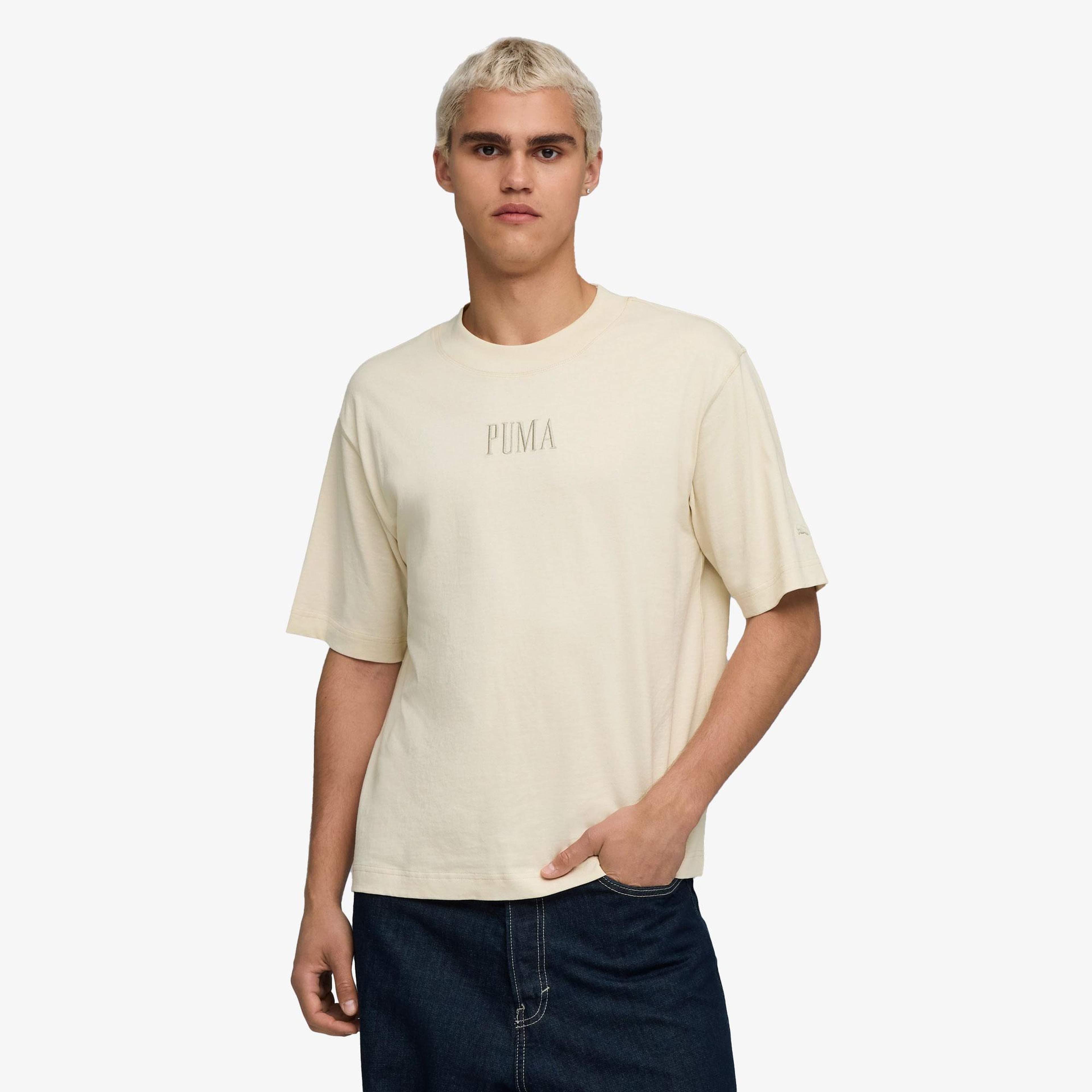 Puma Essentials Graphic Boxy Unisex Krem T-Shirt