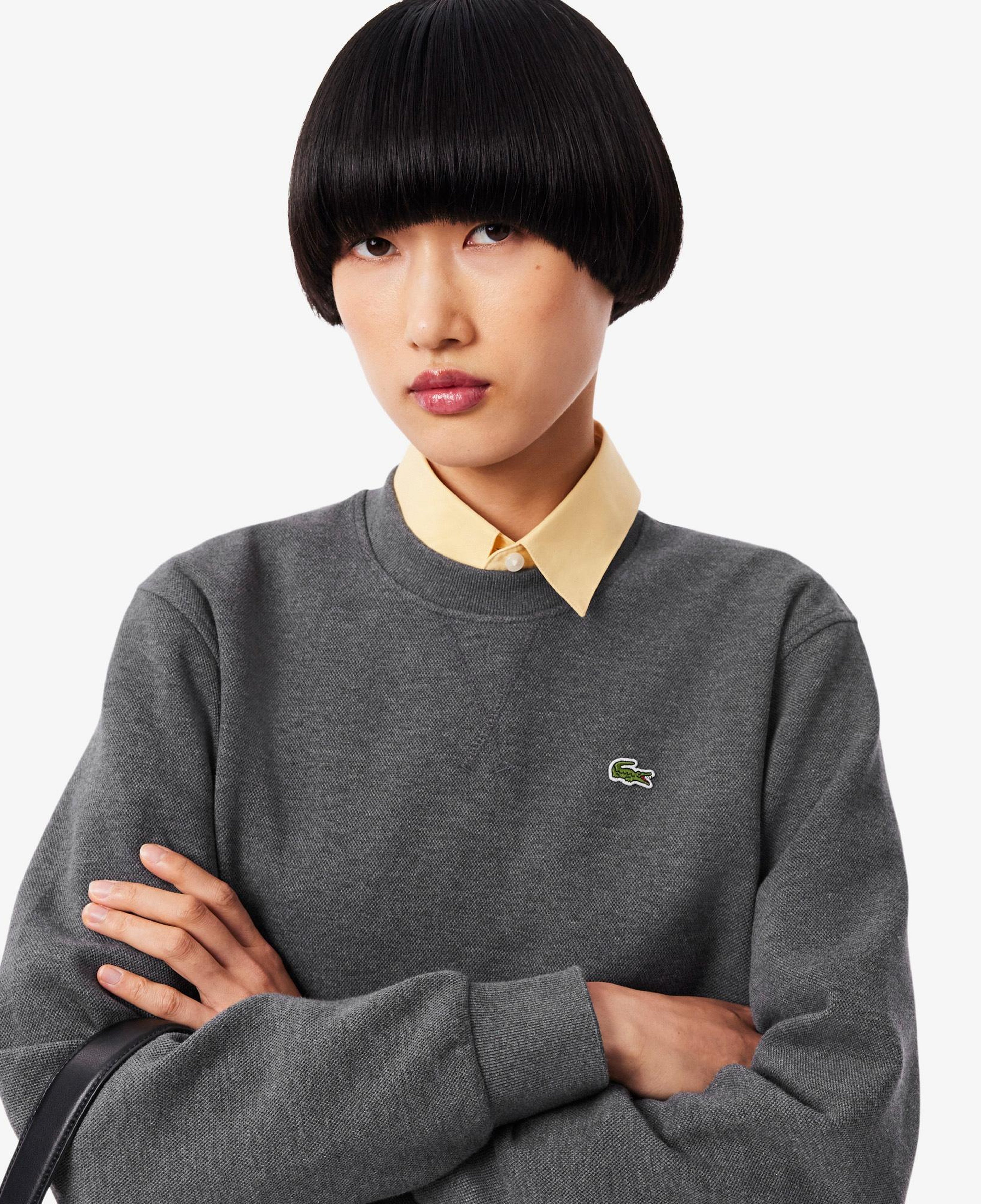 Lacoste Kadın Relaxed Fit Bisiklet Yaka Gri Sweatshirt