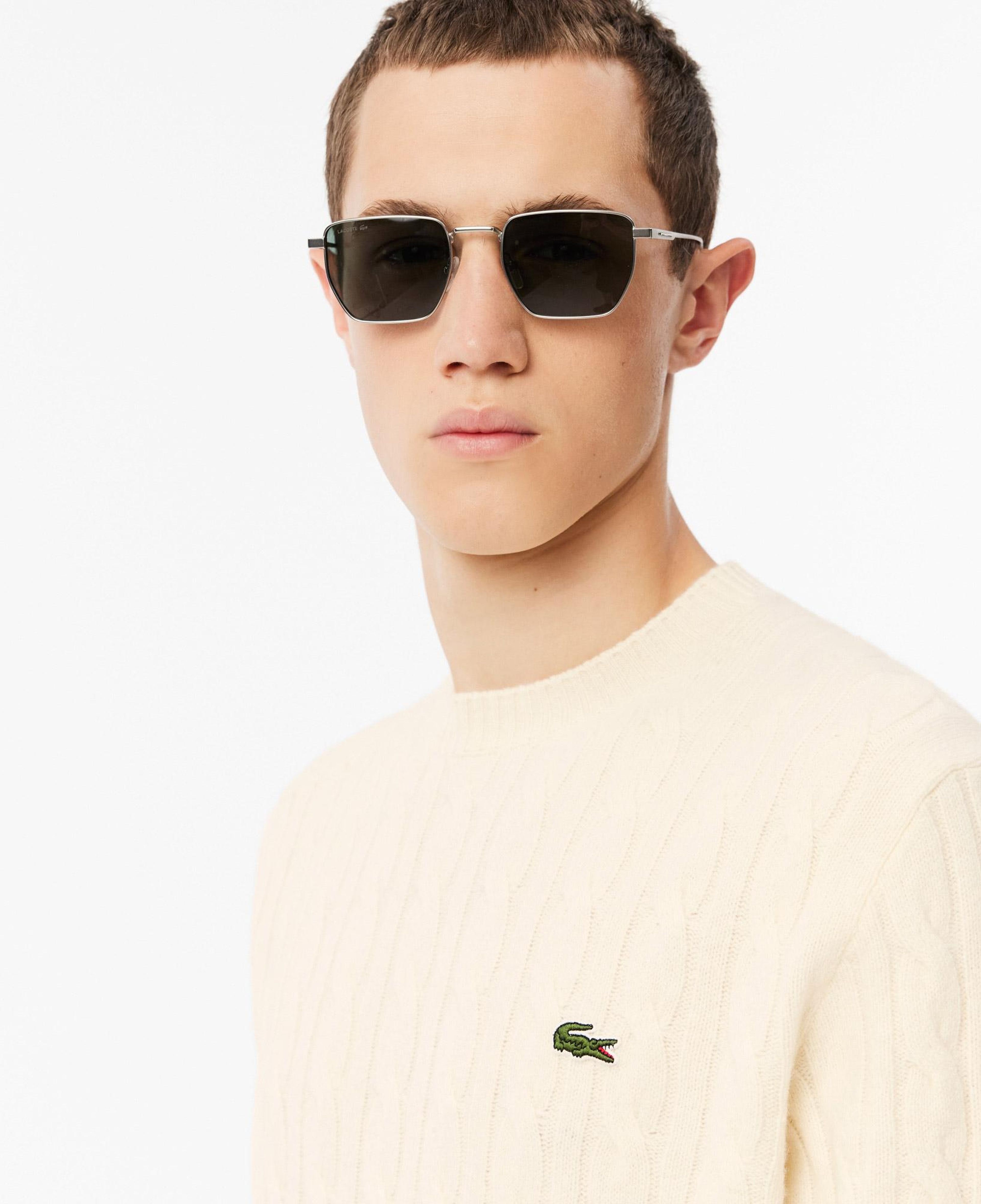 Lacoste Erkek Classic Fit Bisiklet Yaka Desenli Krem Kazak