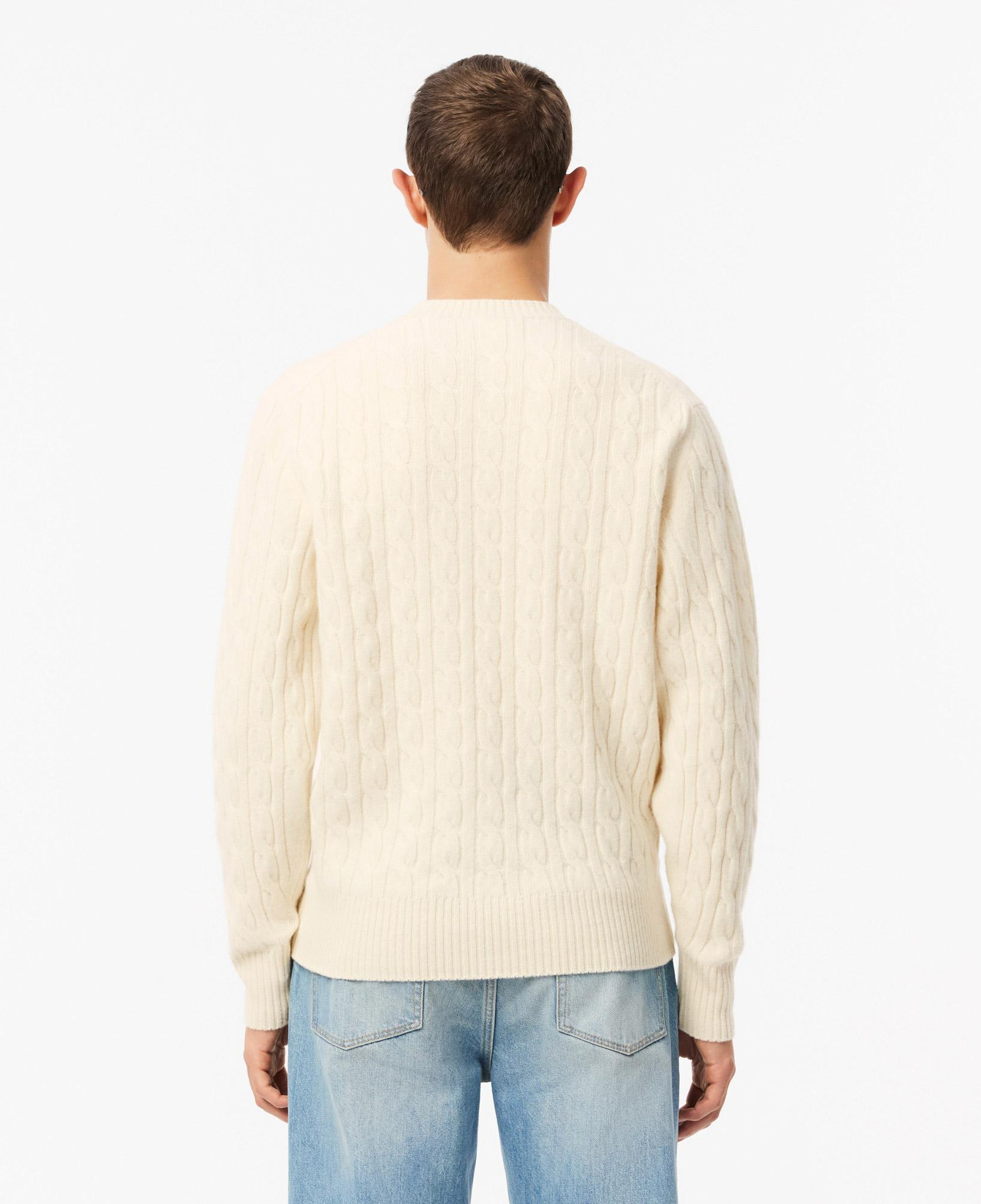 Lacoste Erkek Classic Fit Bisiklet Yaka Desenli Krem Kazak