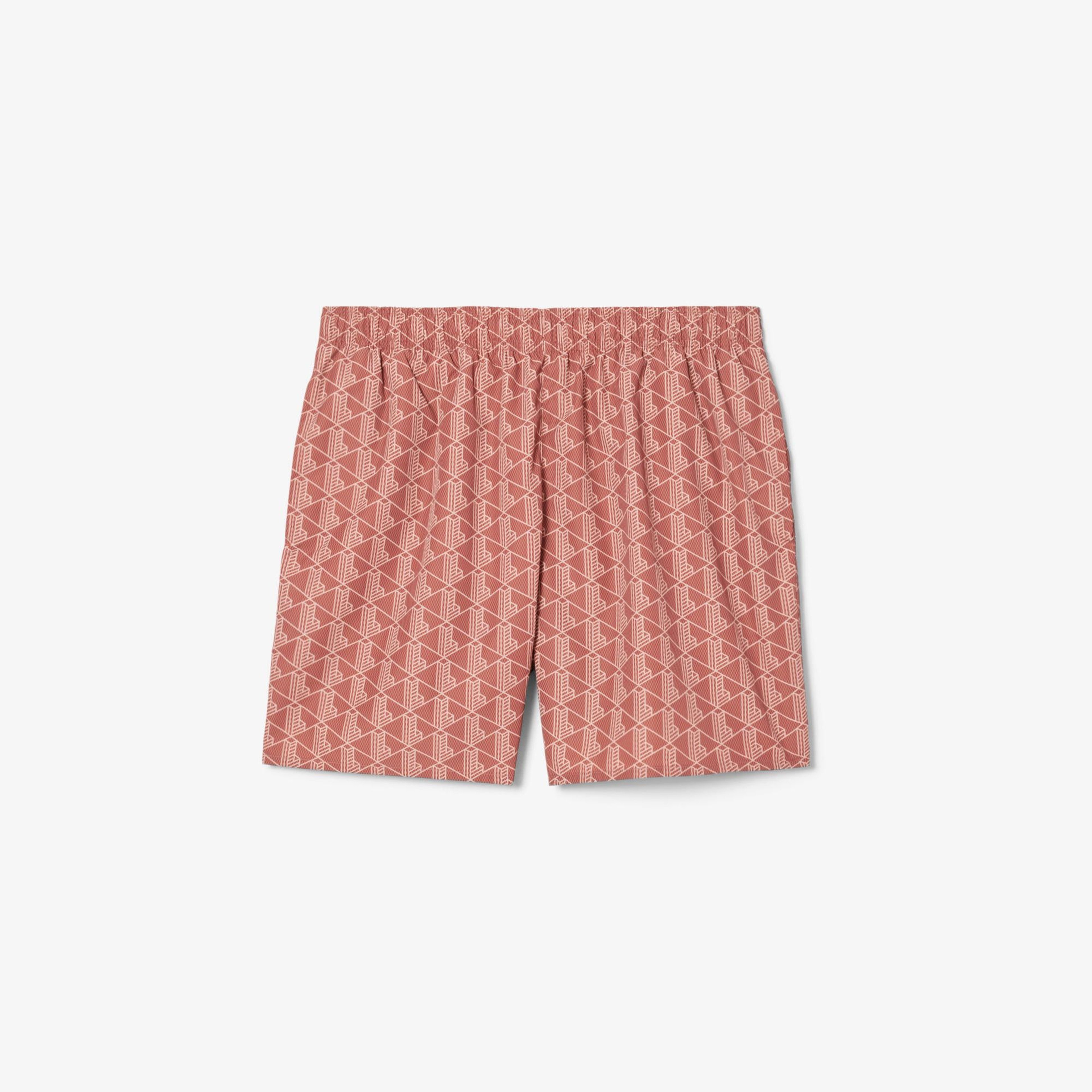 Lacoste Mid Monogram Print Swim Erkek Turuncu Deniz Şortu