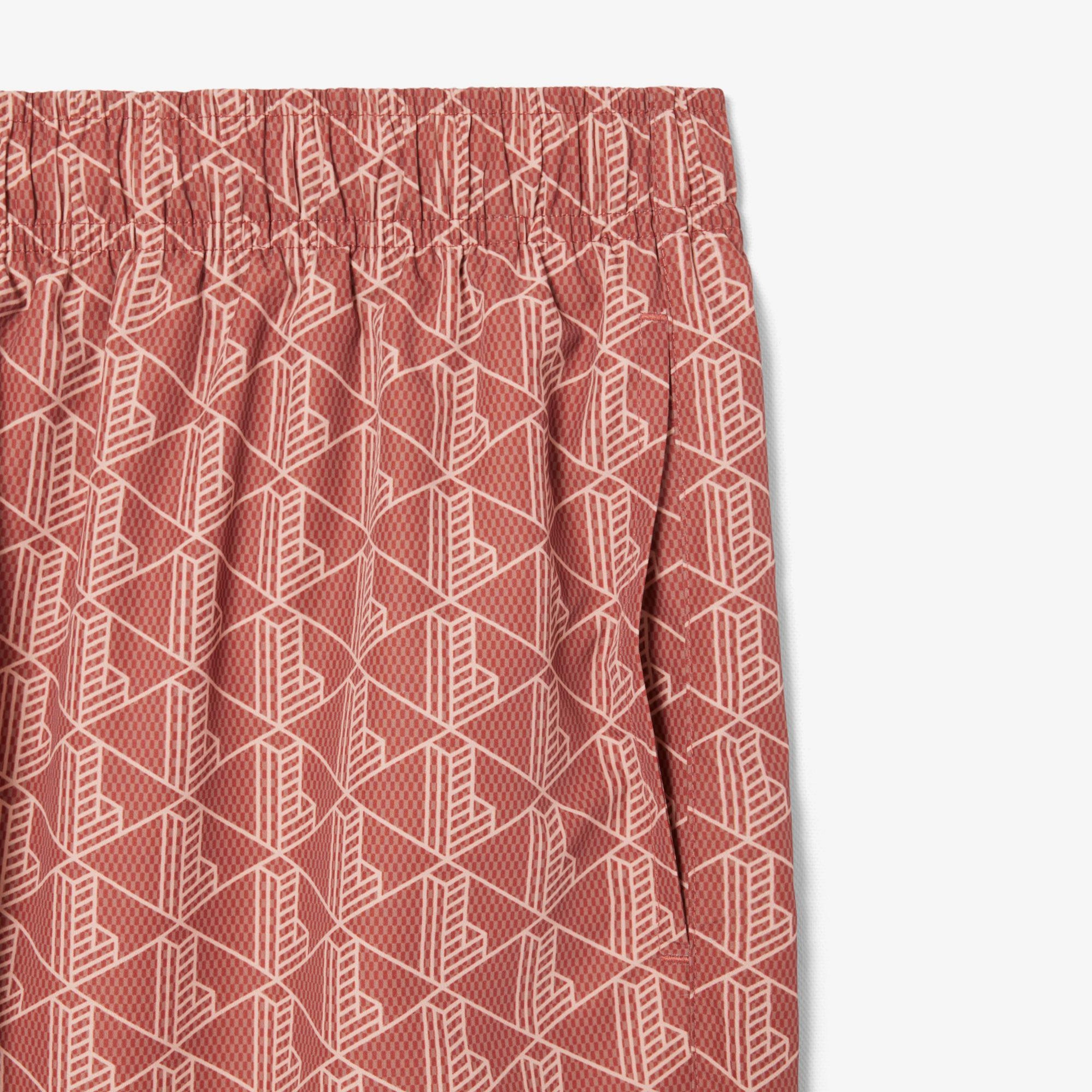 Lacoste Mid Monogram Print Swim Erkek Turuncu Deniz Şortu