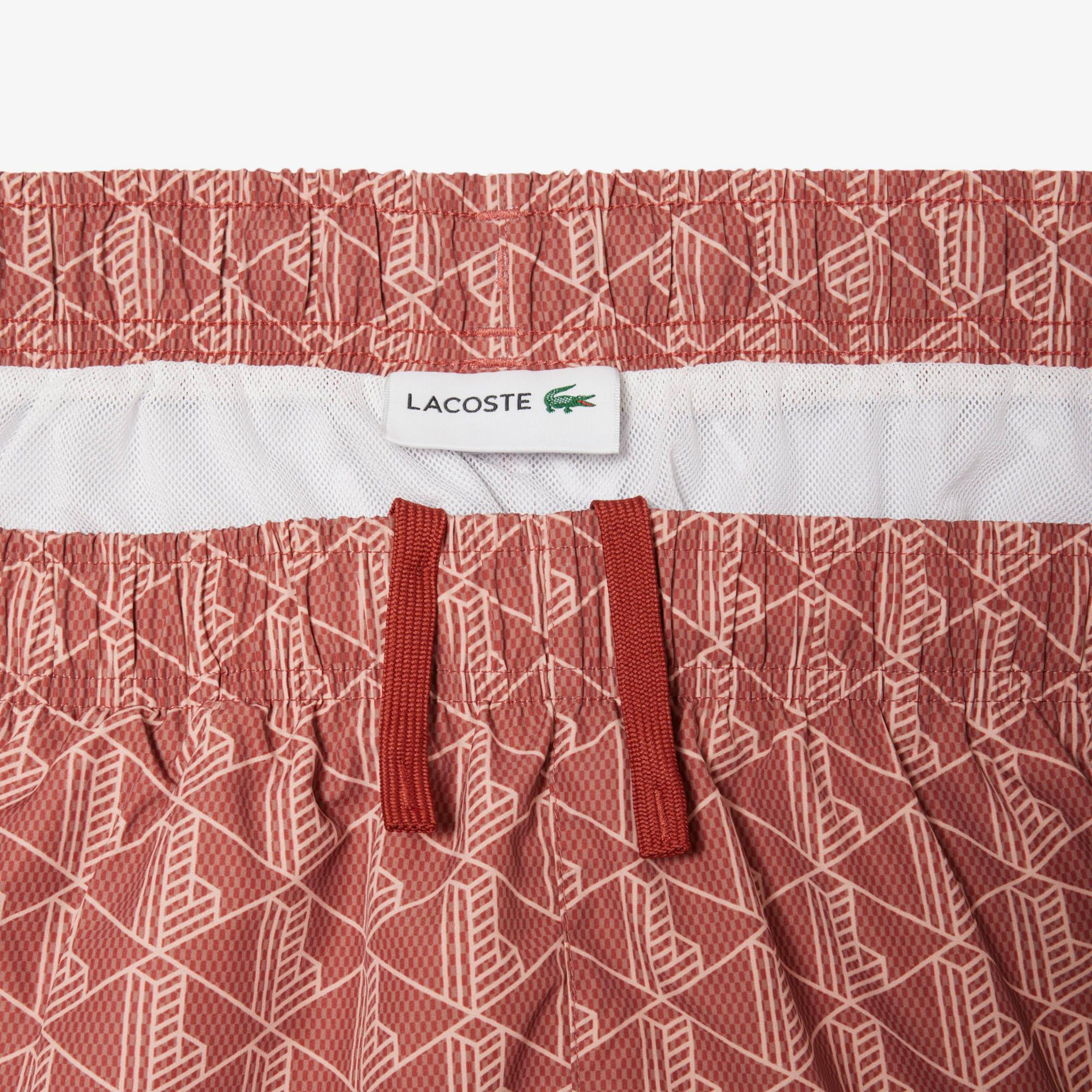 Lacoste Mid Monogram Print Swim Erkek Turuncu Deniz Şortu