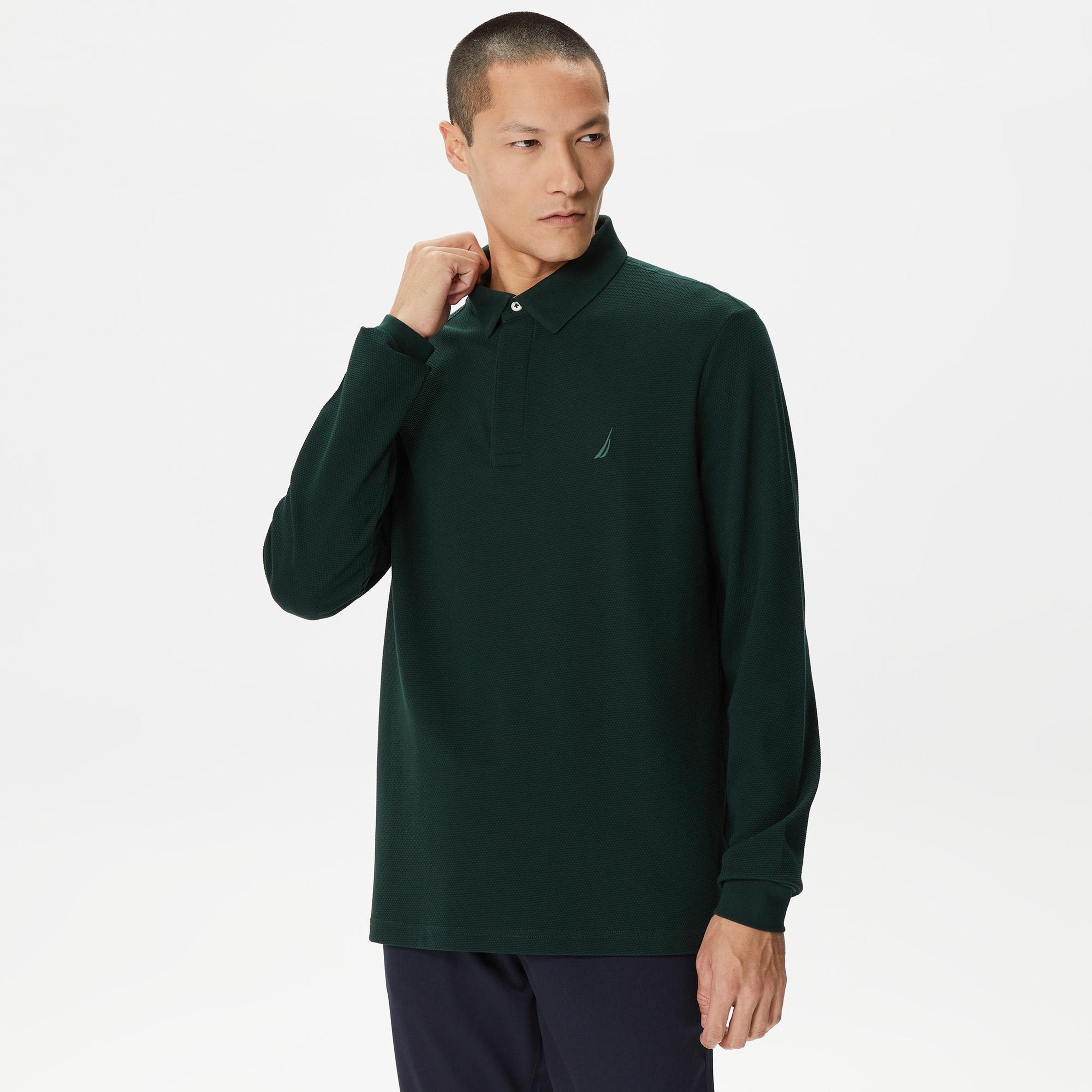 Nautica Erkek Yeşil Slim Fit Uzun Kollu Polo Yaka T-Shirt