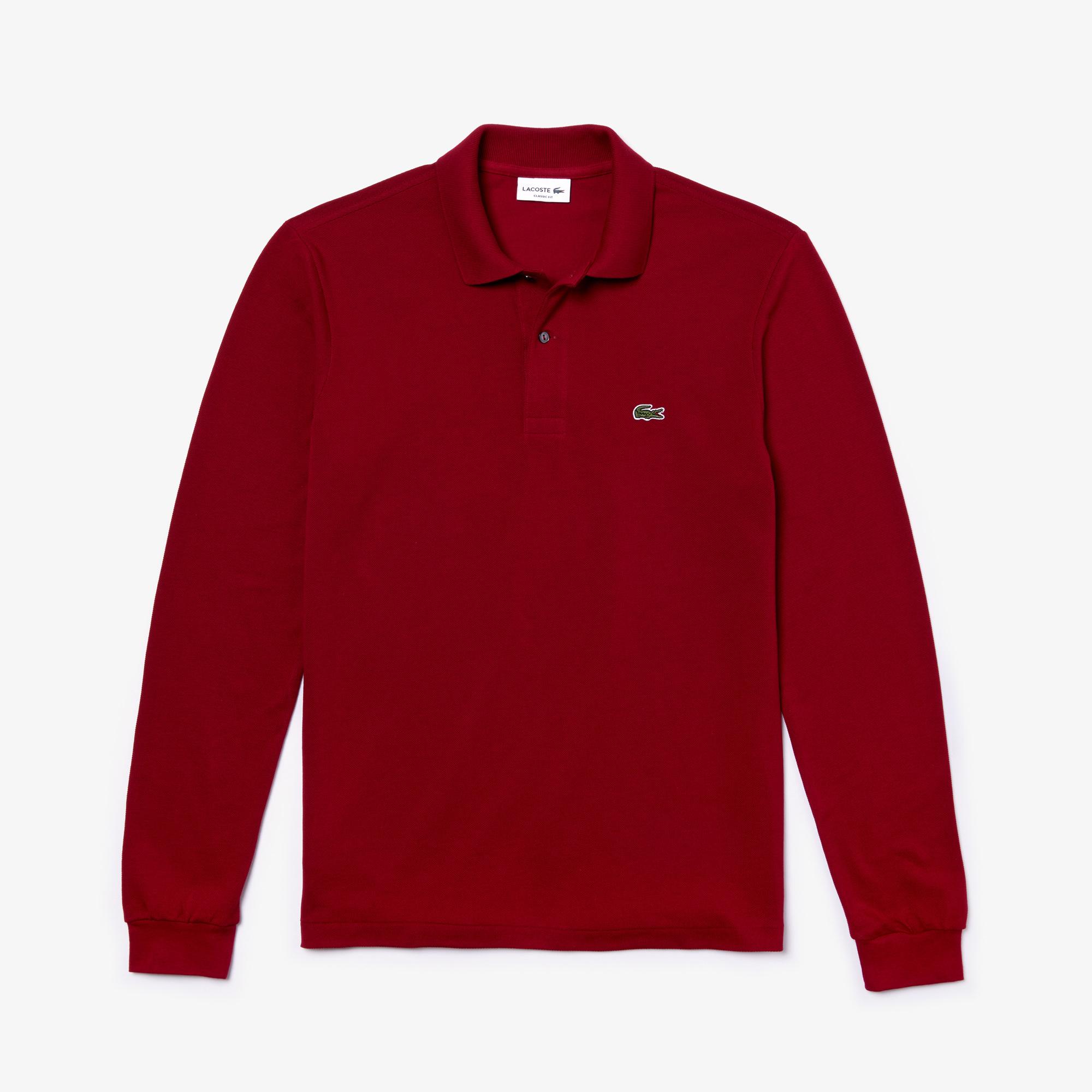 Lacoste Erkek Classic Fit Uzun Kollu Bordo Polo