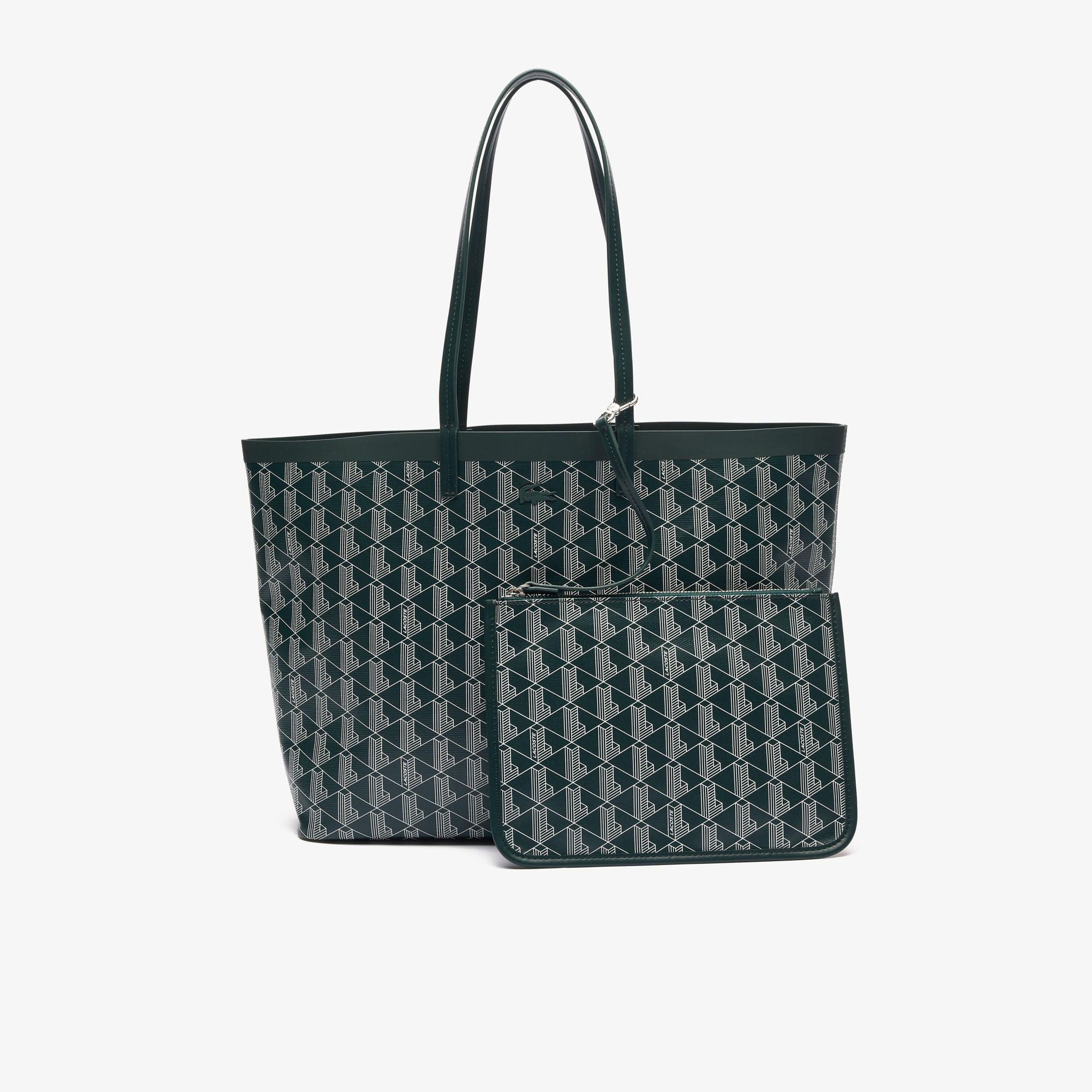Zely Canvas Kadın Monogram Koyu Yeşil Omuz Çantası