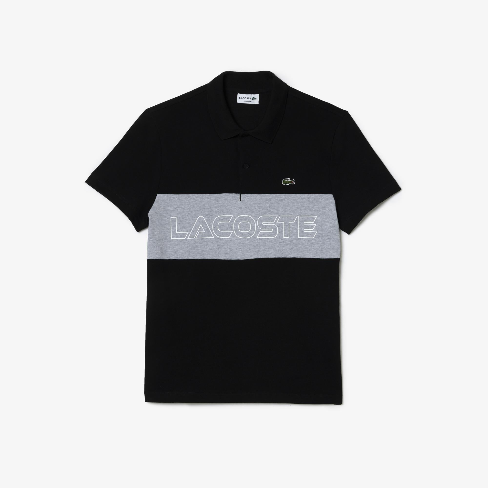 Erkek Regular Fit Renk Bloklu Siyah Polo