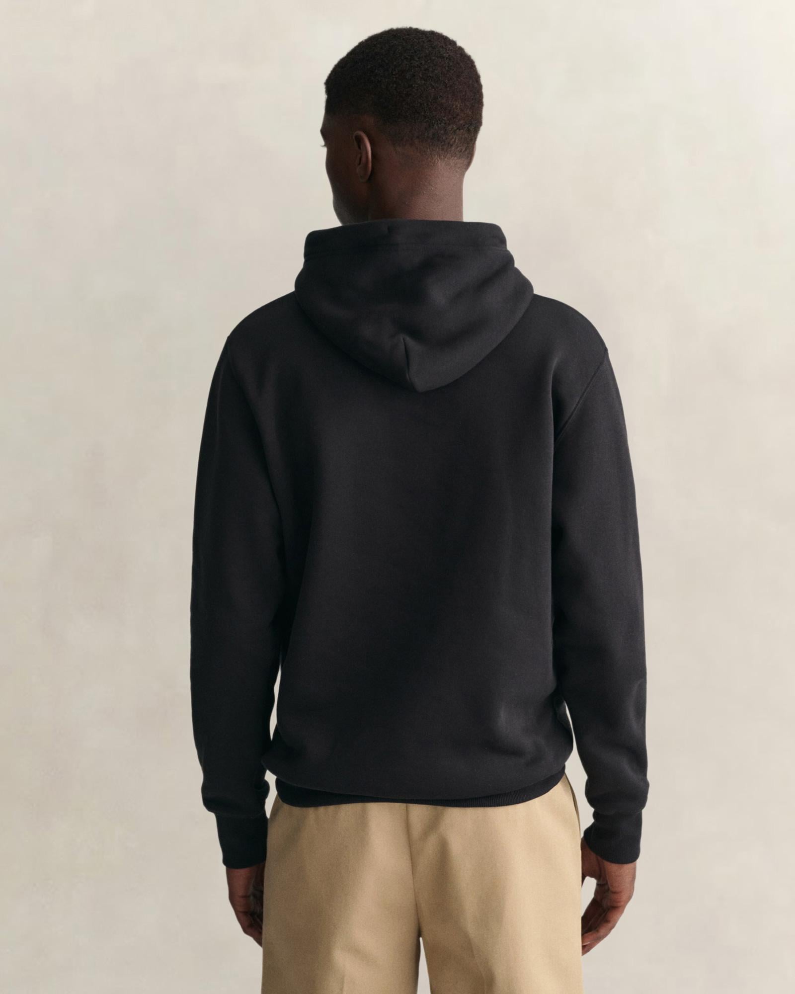 GANT Erkek Siyah Regular Fit Kapüşonlu Sweatshirt