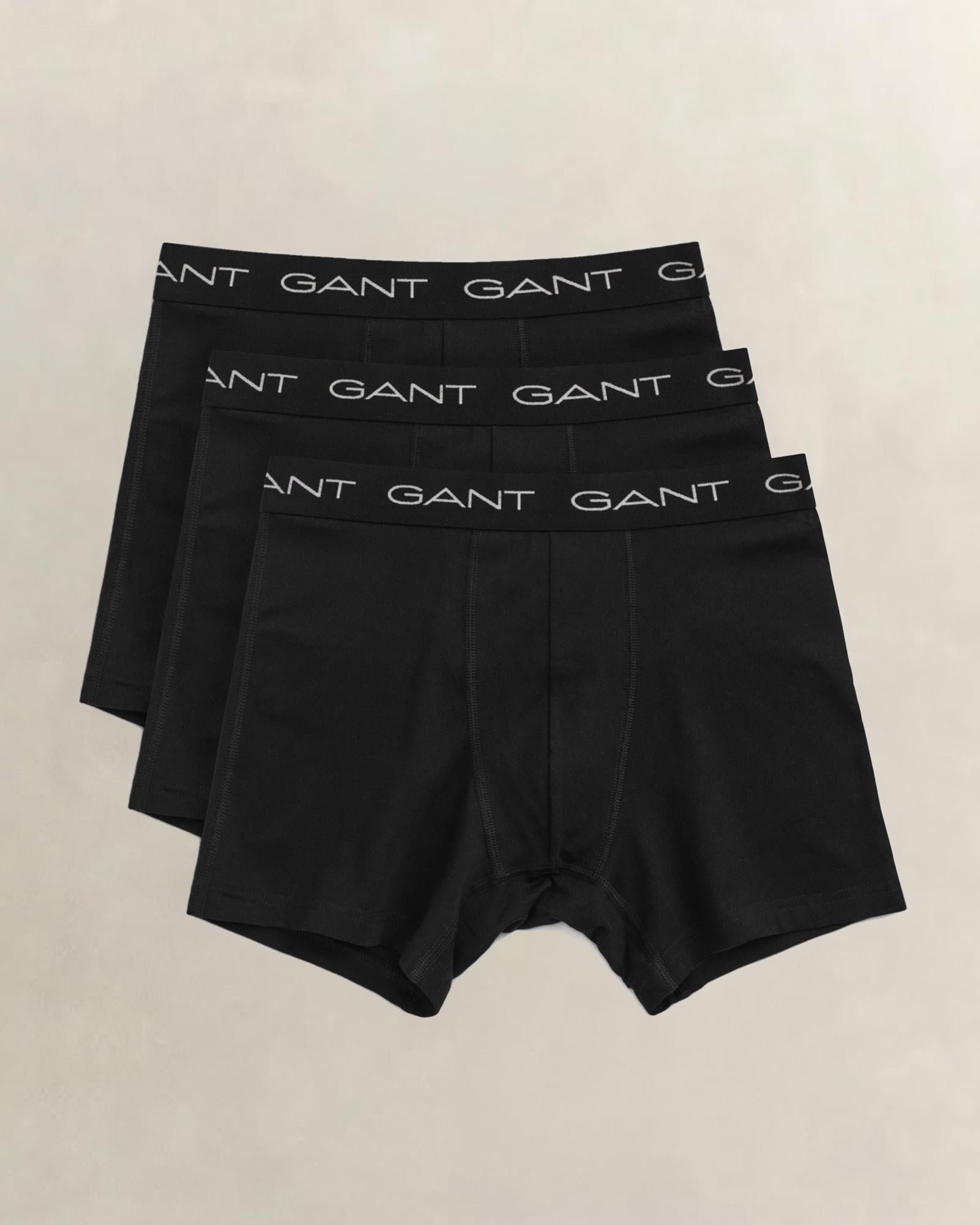 GANT Erkek Siyah Slim Fit Logolu 3'lü Boxer