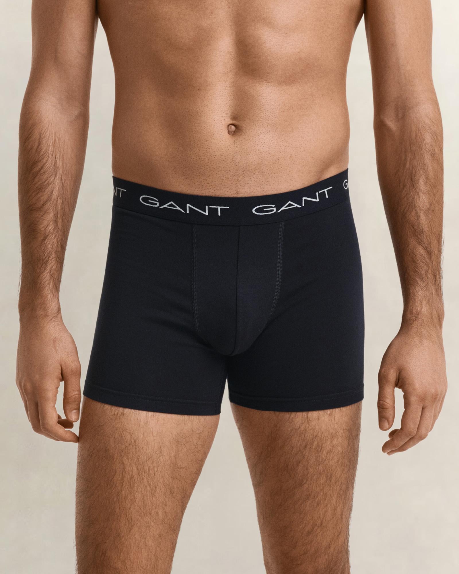 GANT Erkek Siyah Slim Fit Logolu 3'lü Boxer