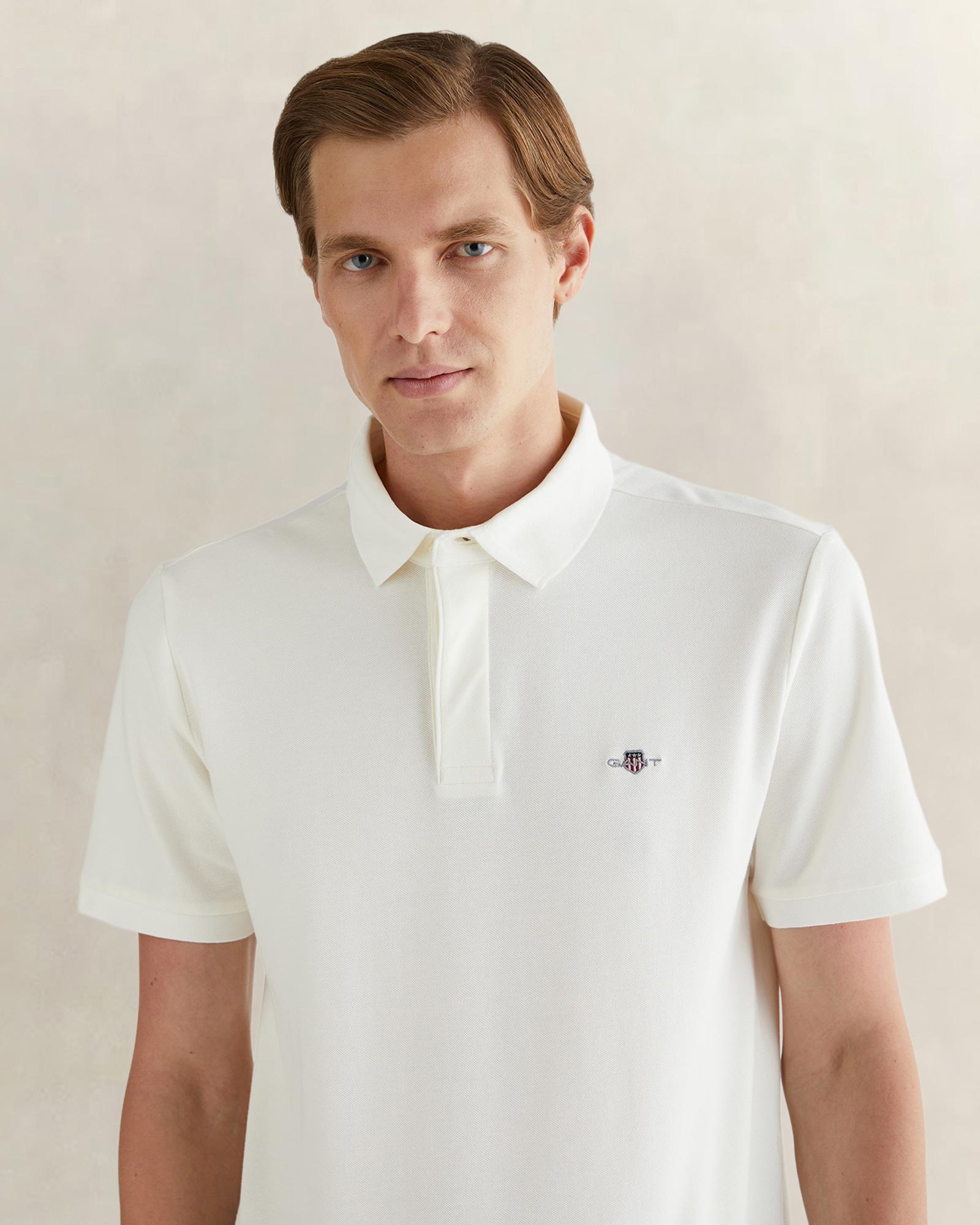 GANT Erkek Beyaz Regular Fit Logolu Polo Yaka T-Shirt
