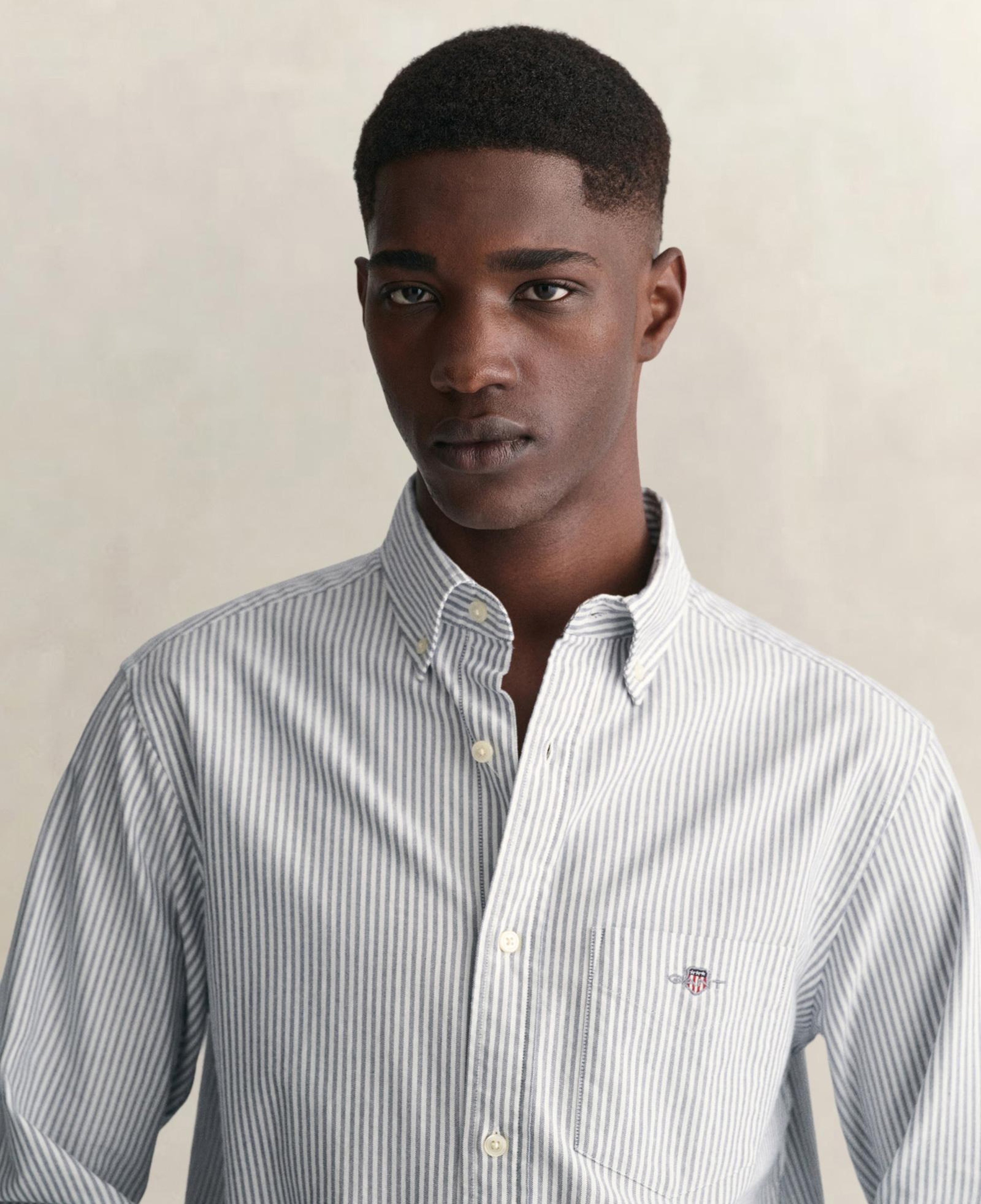 GANT Erkek Mavi Regular Fit Düğmeli Yaka Çizgili Oxford Gömlek