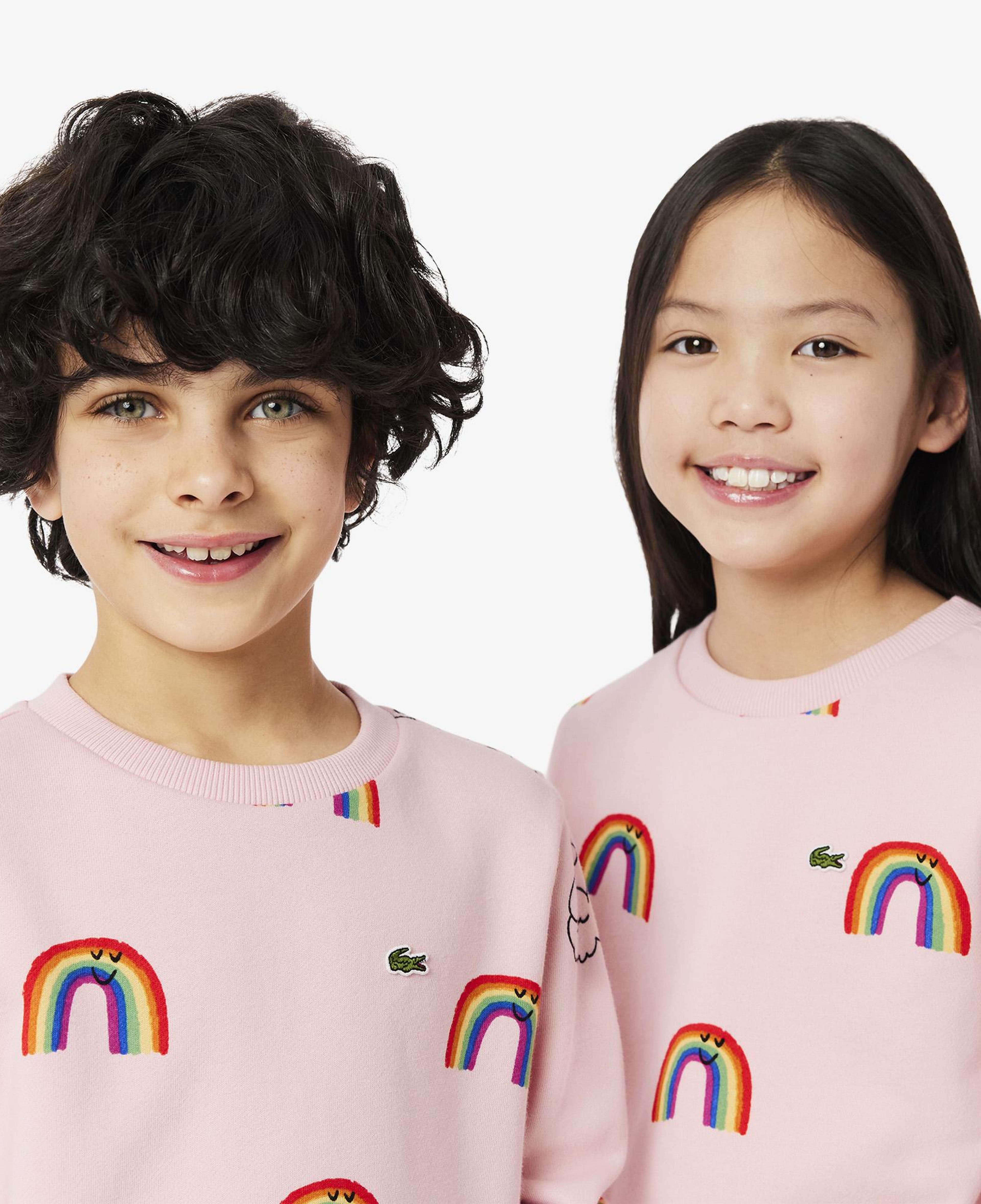 Çocuk Bisiklet Yaka Desenli Pembe Sweatshirt