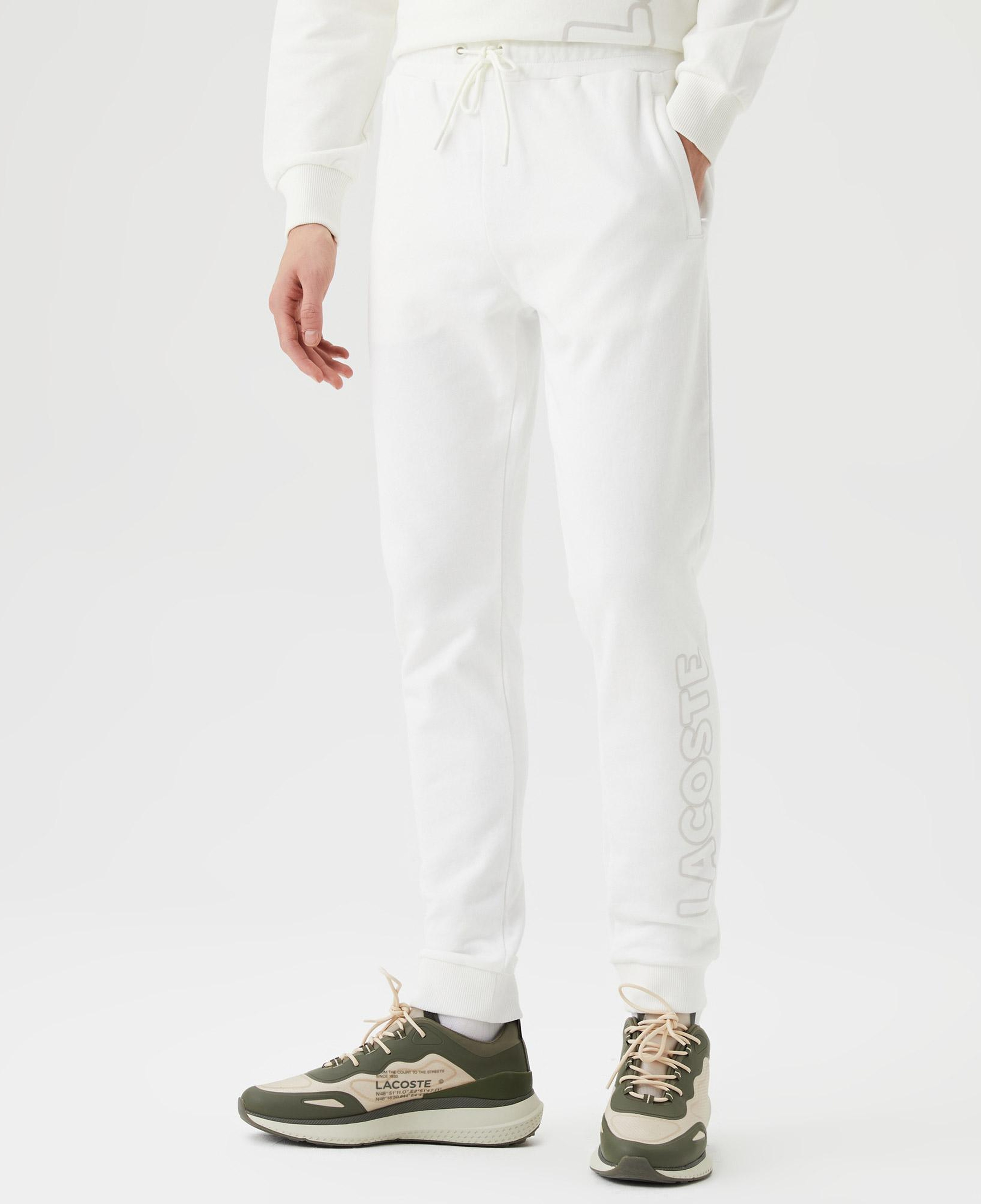 Erkek Slim Fit Baskılı Beyaz Eşofman Altı