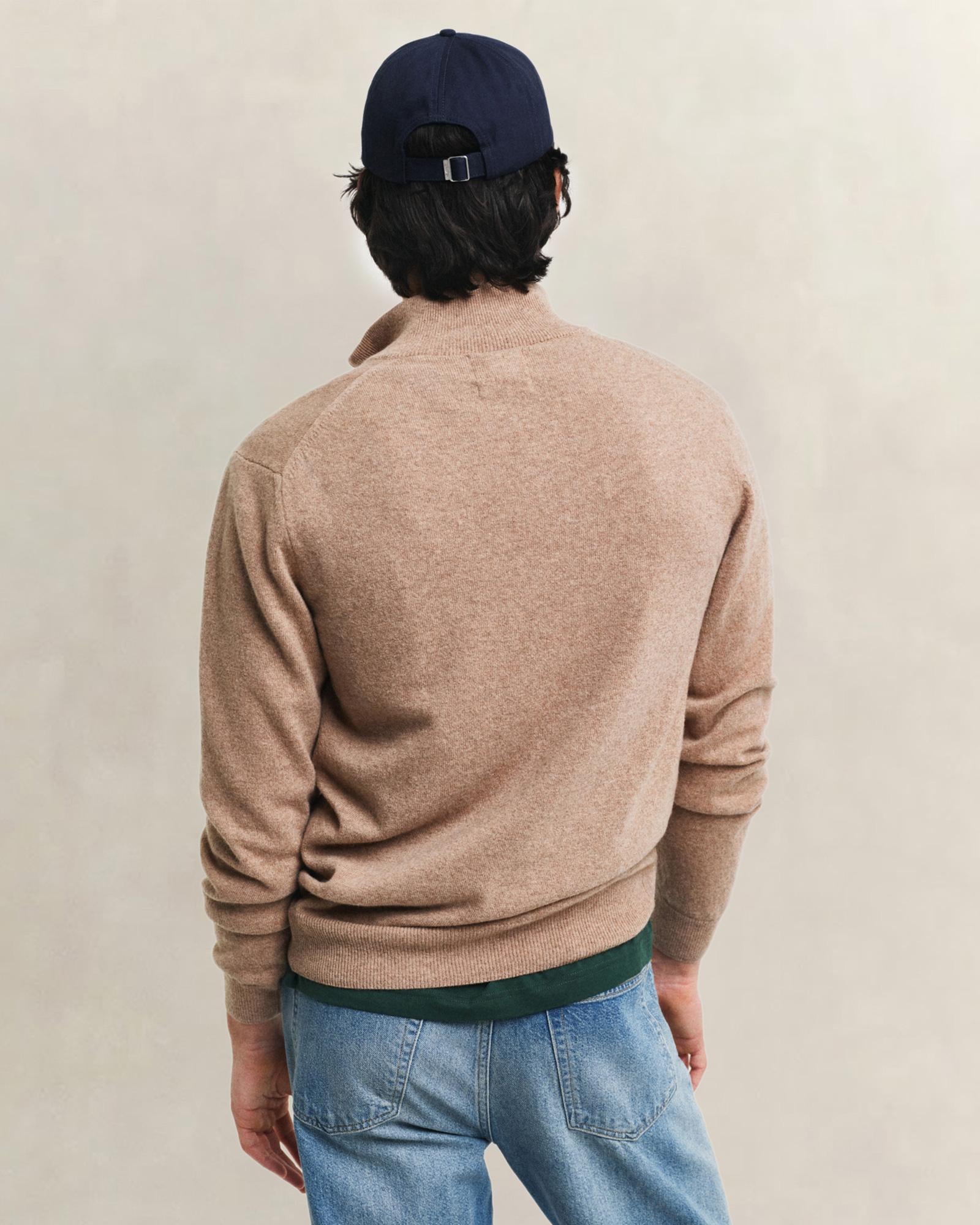 GANT Erkek Bej Regular Fit Yarım Fermuarlı Yün Kazak