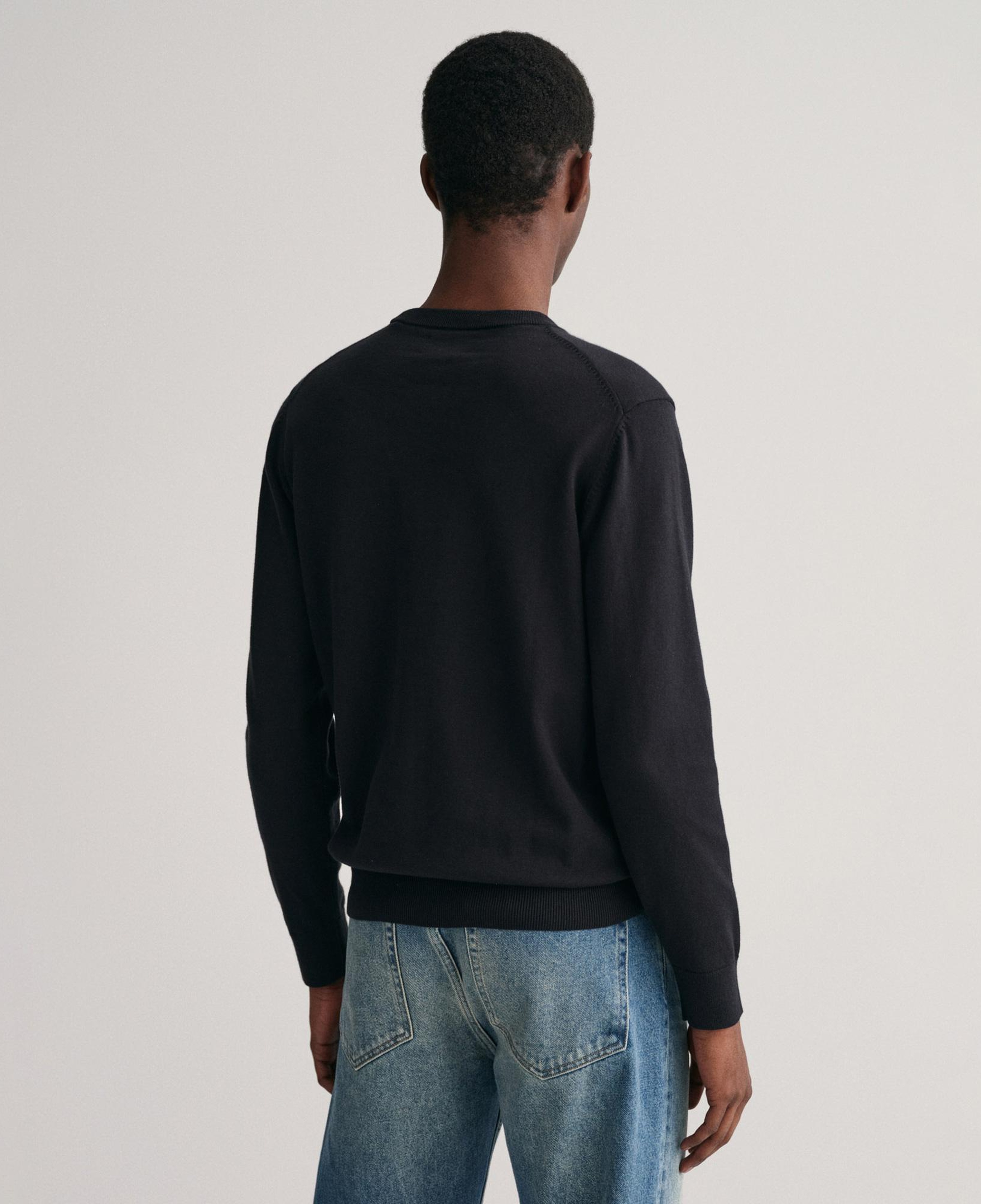 GANT Erkek Siyah Regular Fit Bisiklet Yaka Kazak