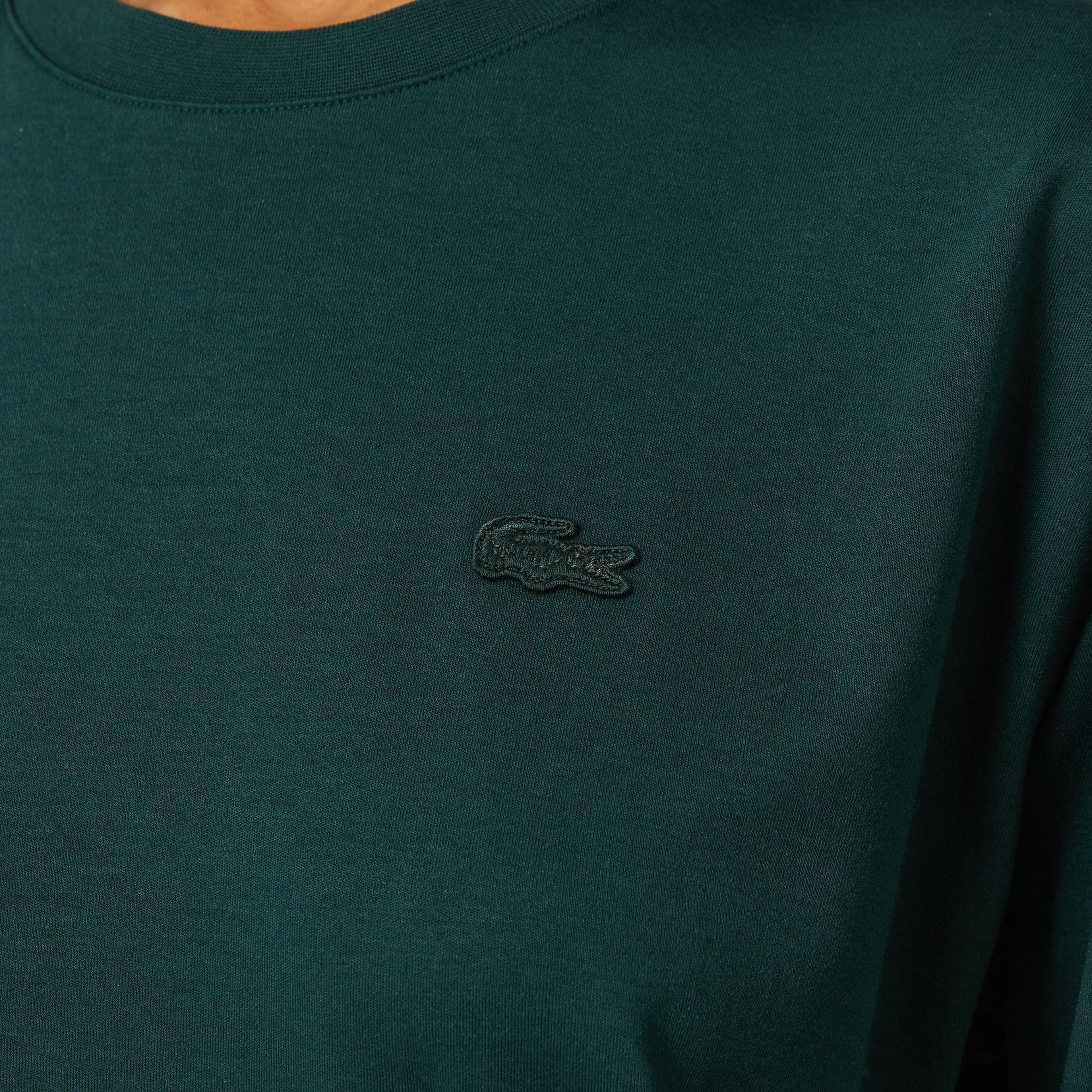 Kadın Relaxed Fit Bisiklet Yaka Koyu Yeşil T-Shirt
