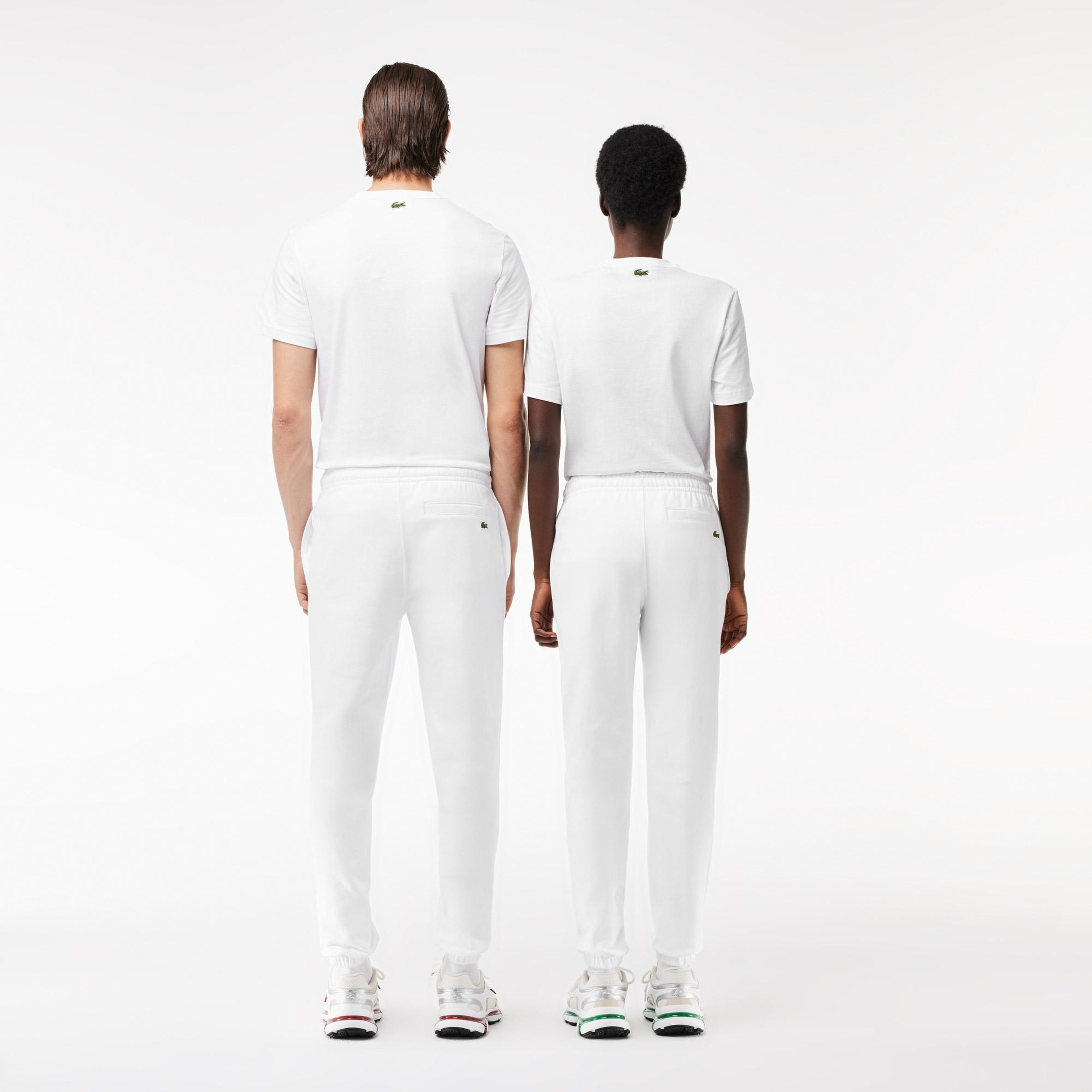 Unisex Tapered Fit Baskılı Beyaz Eşofman Altı