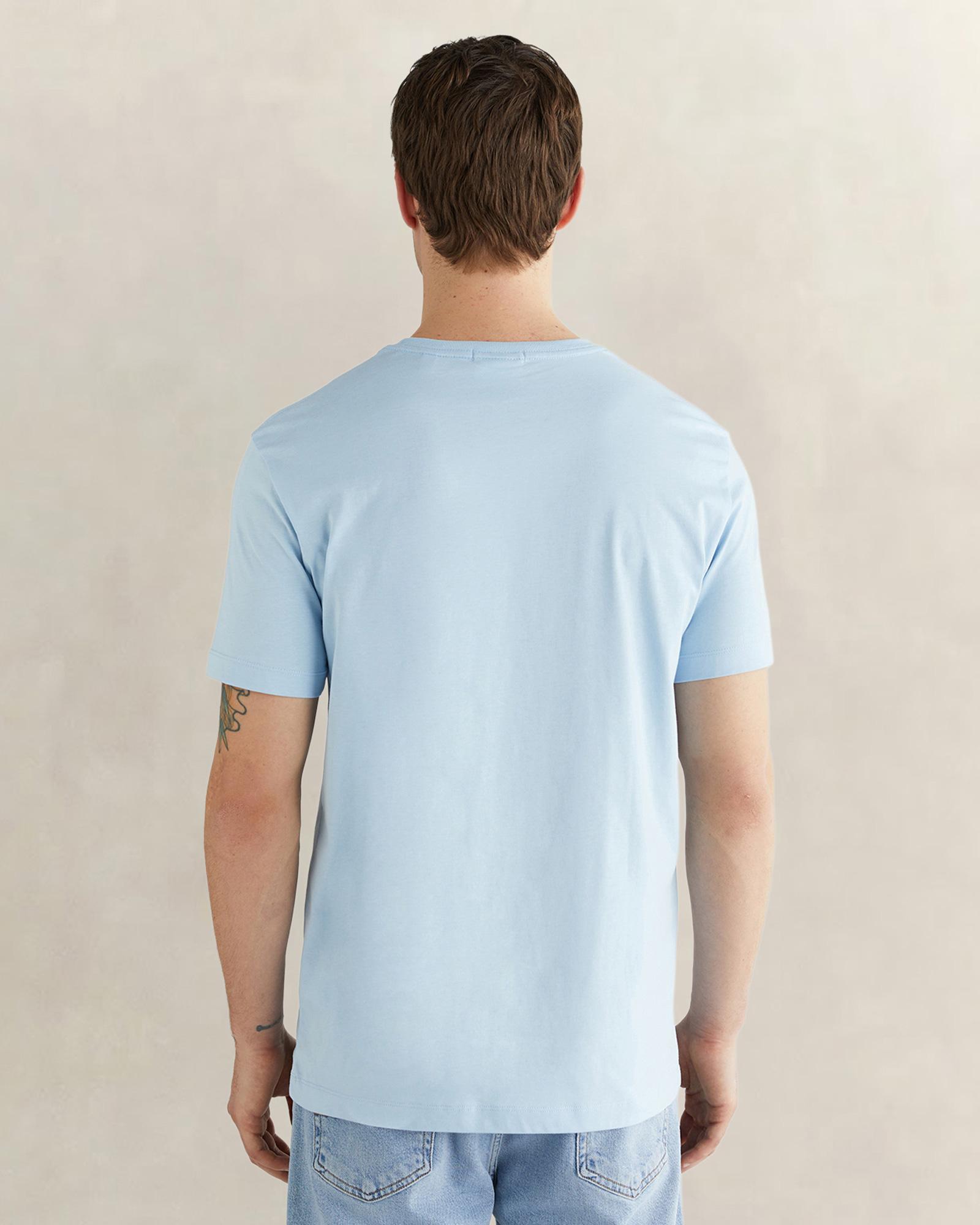 GANT Erkek Mavi Bisiklet Yaka Regular Fit Logolu T-Shirt