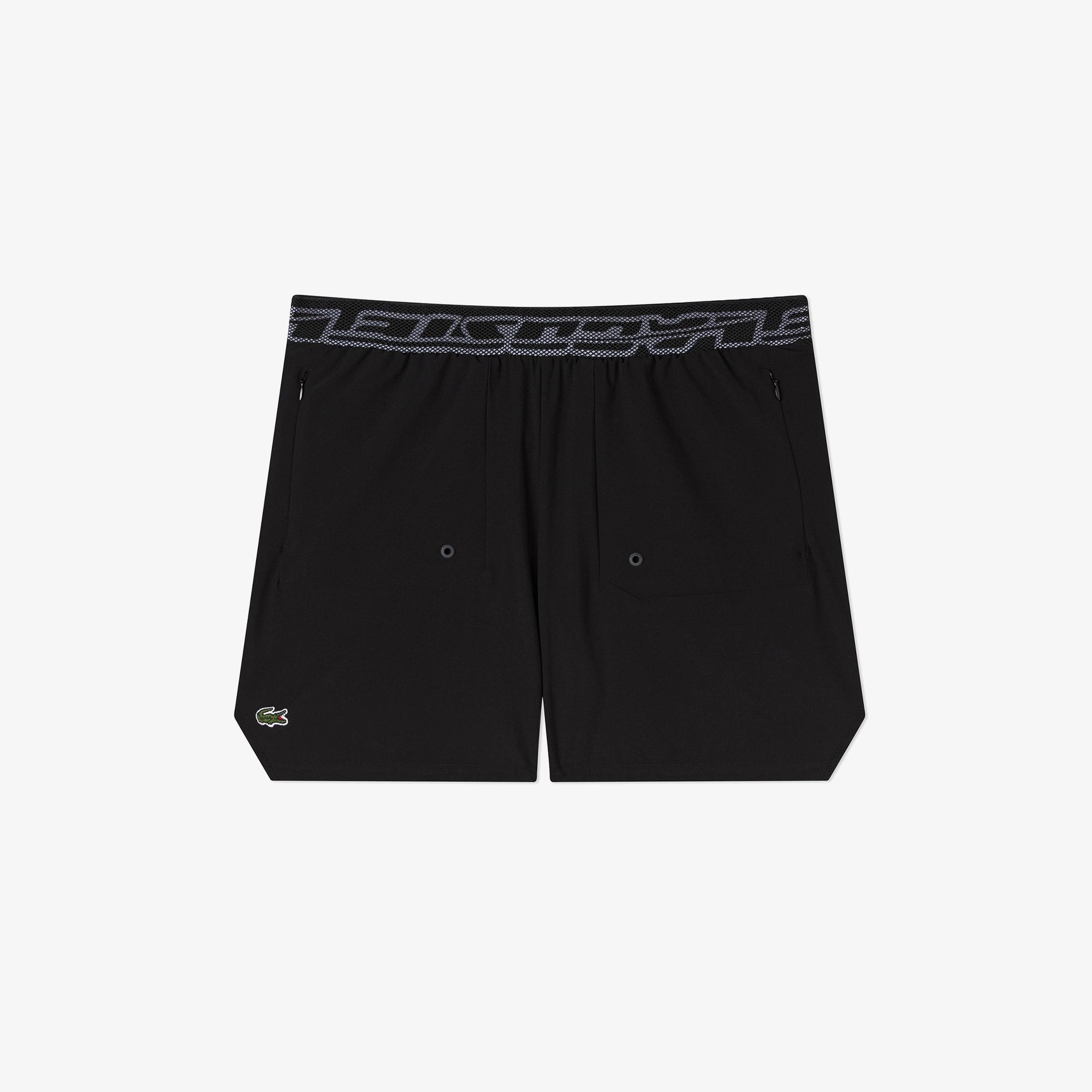 Lacoste Erkek Regular Fit Baskılı Siyah Deniz Şortu