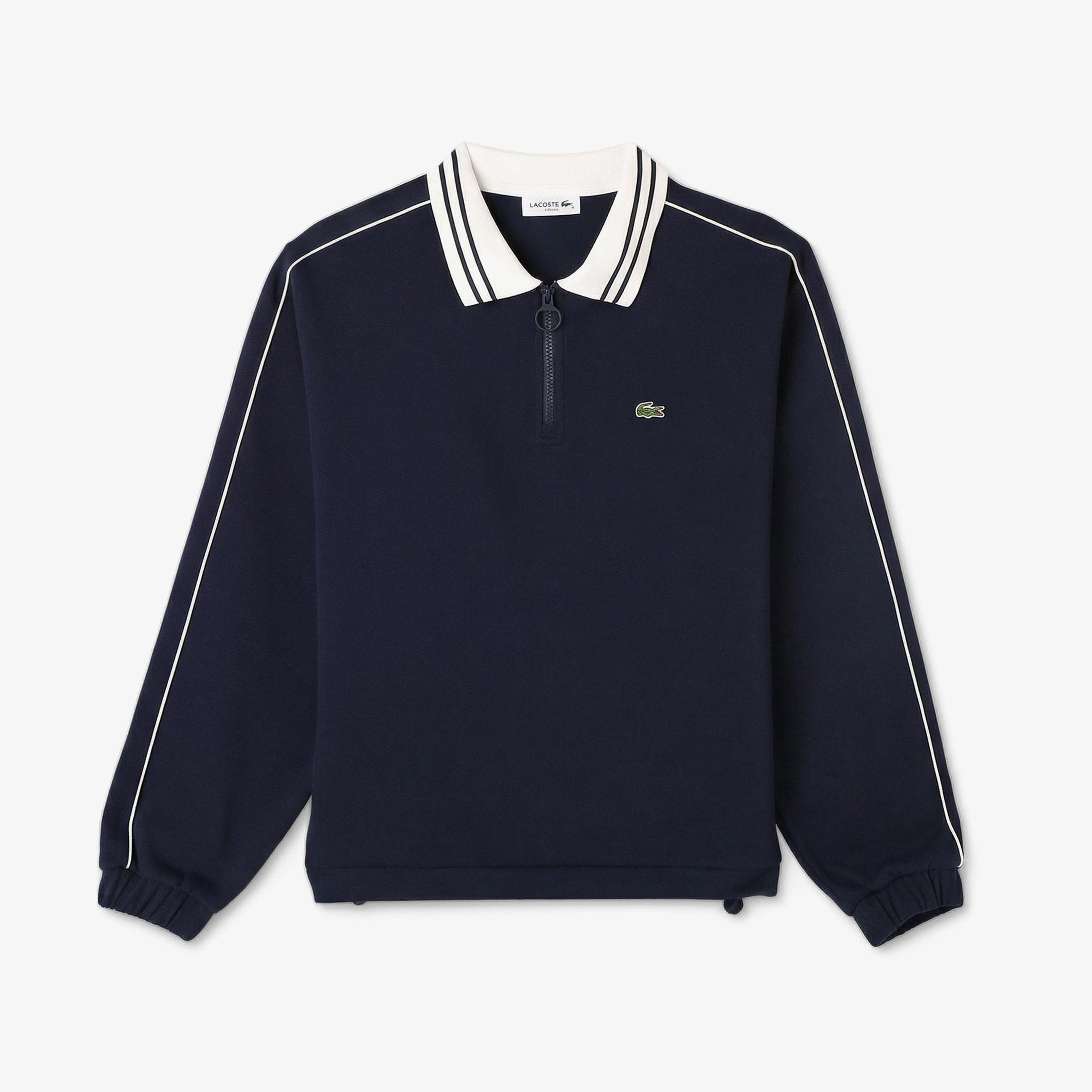 Kadın Loose Fit Polo Yaka Lacivert Sweatshirt
