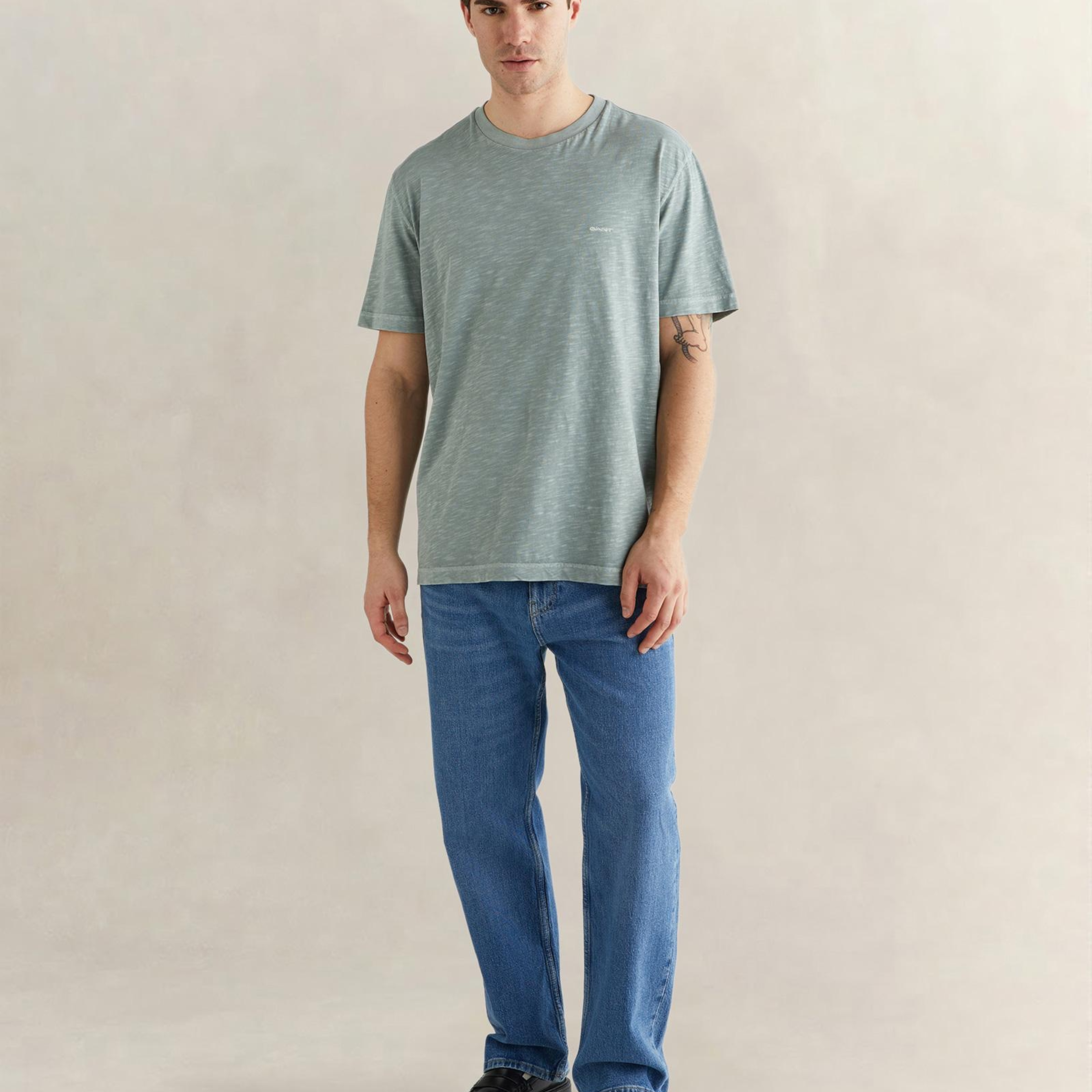 GANT Erkek Yeşil Bisiklet Yaka Regular Fit T-Shirt