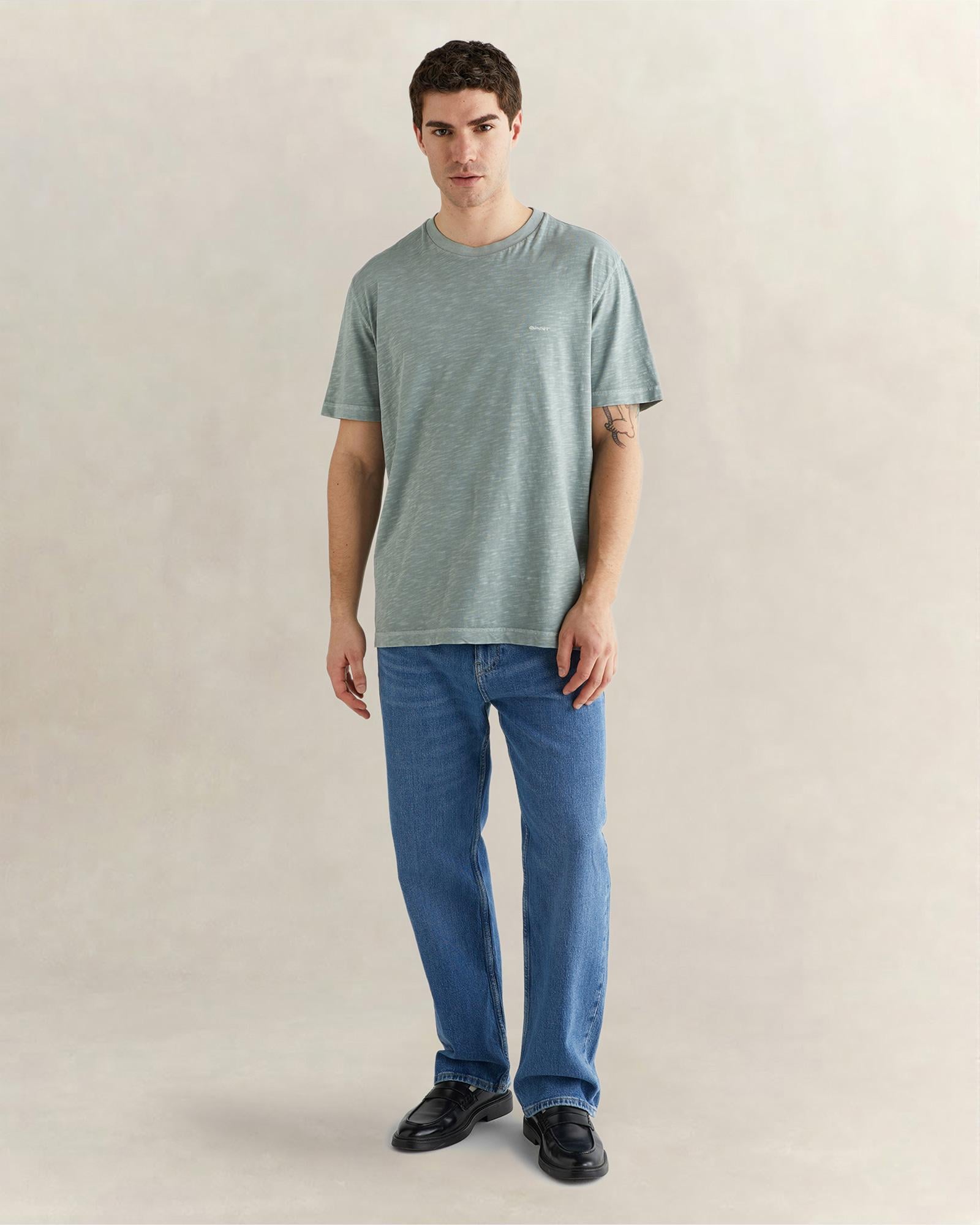 GANT Erkek Yeşil Bisiklet Yaka Regular Fit T-Shirt