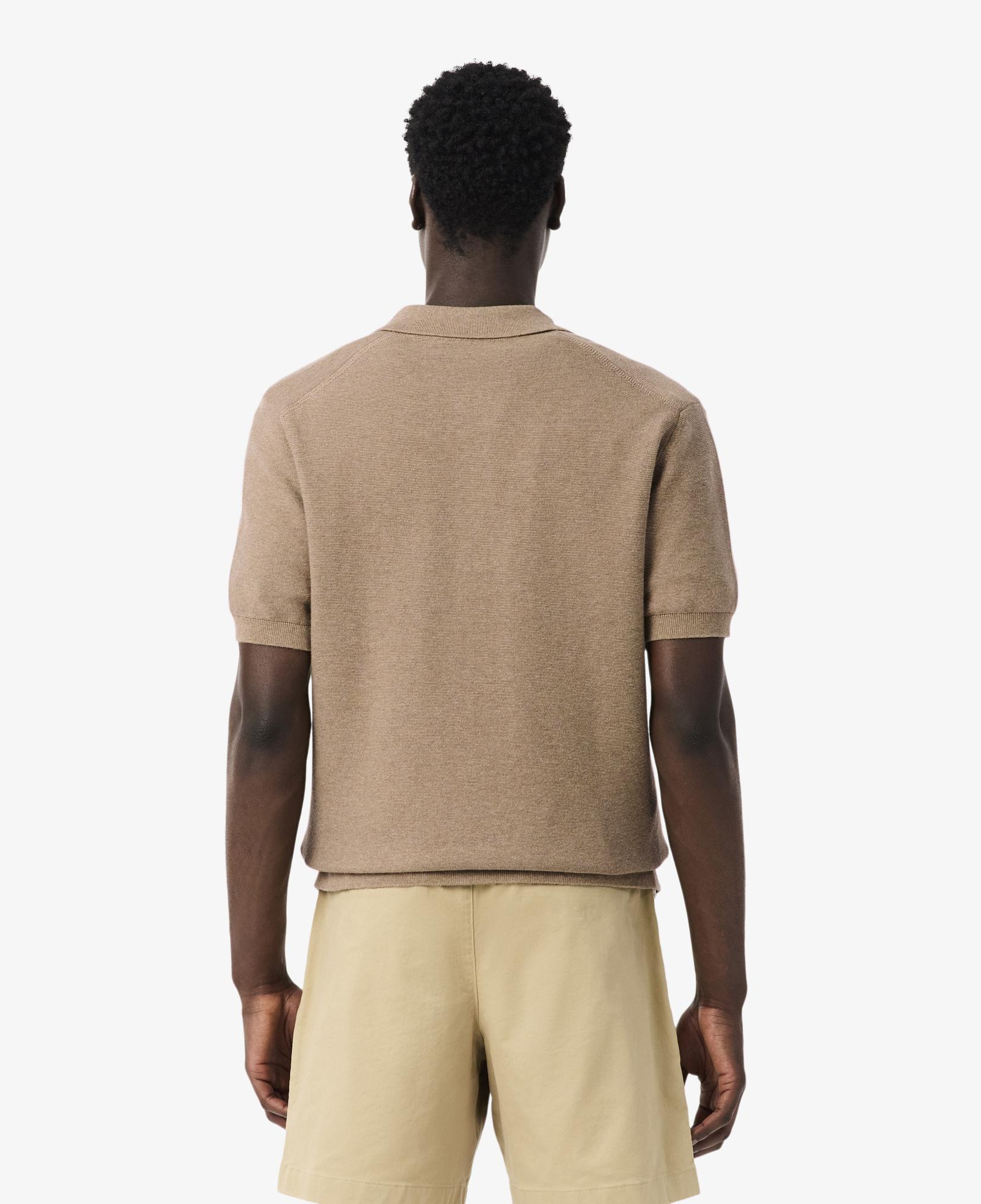 Erkek Classic Fit Kısa Kollu Polo Yaka Açık Kahverengi Triko