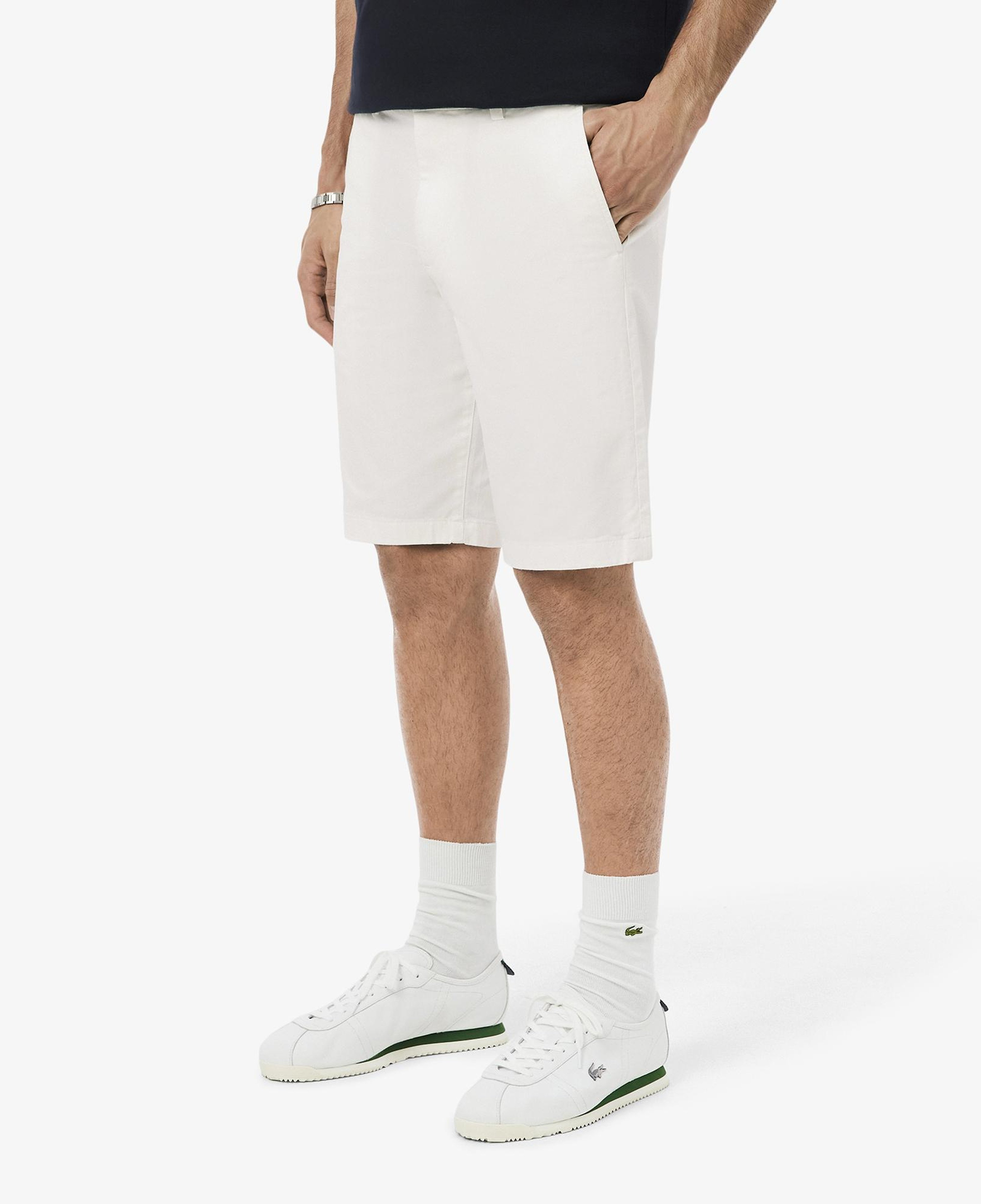 Erkek Slim Fit Beyaz Bermuda Şort