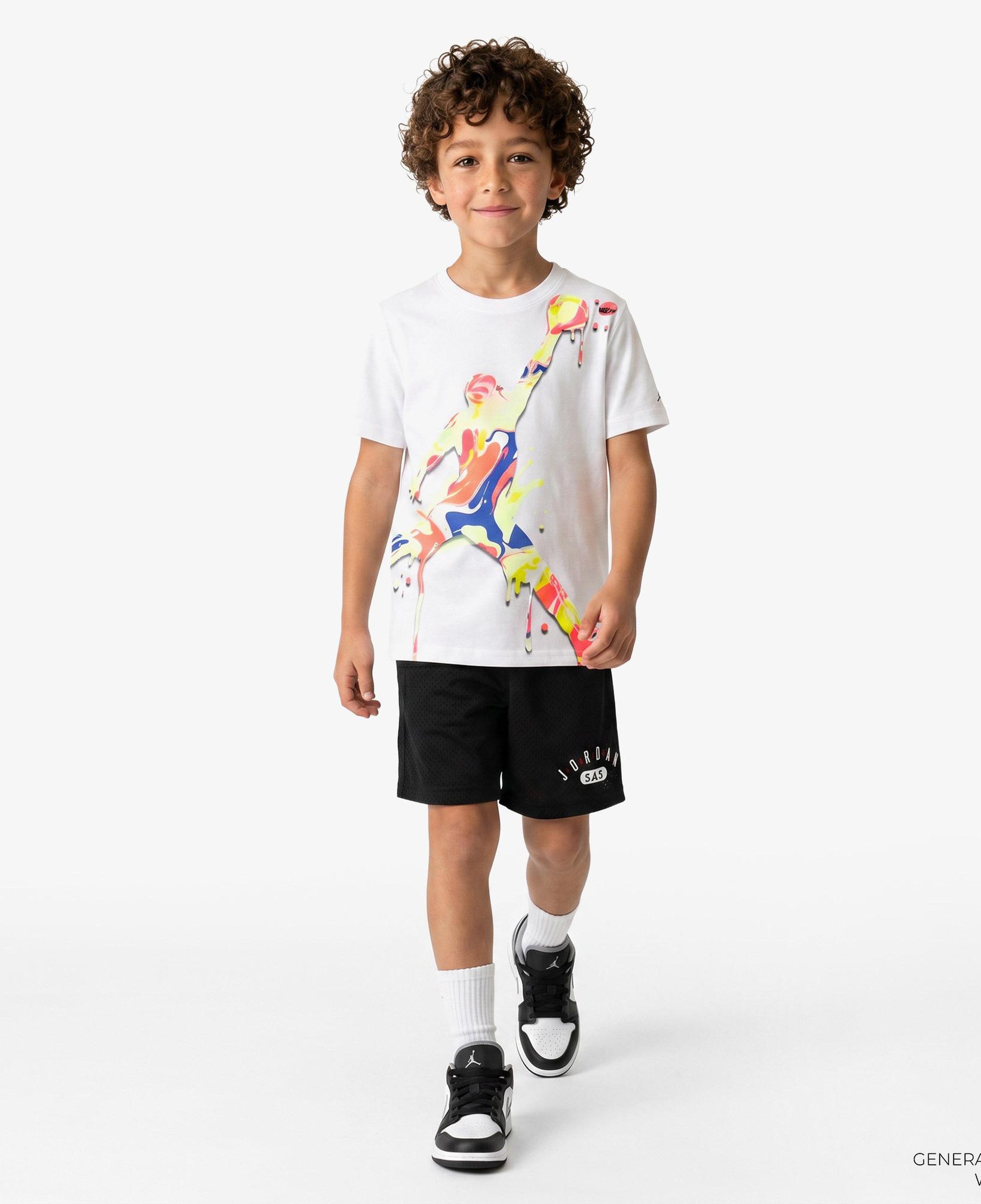 Jordan Super Splash Paint Spill Jumpman Erkek Çocuk Beyaz T-Shirt