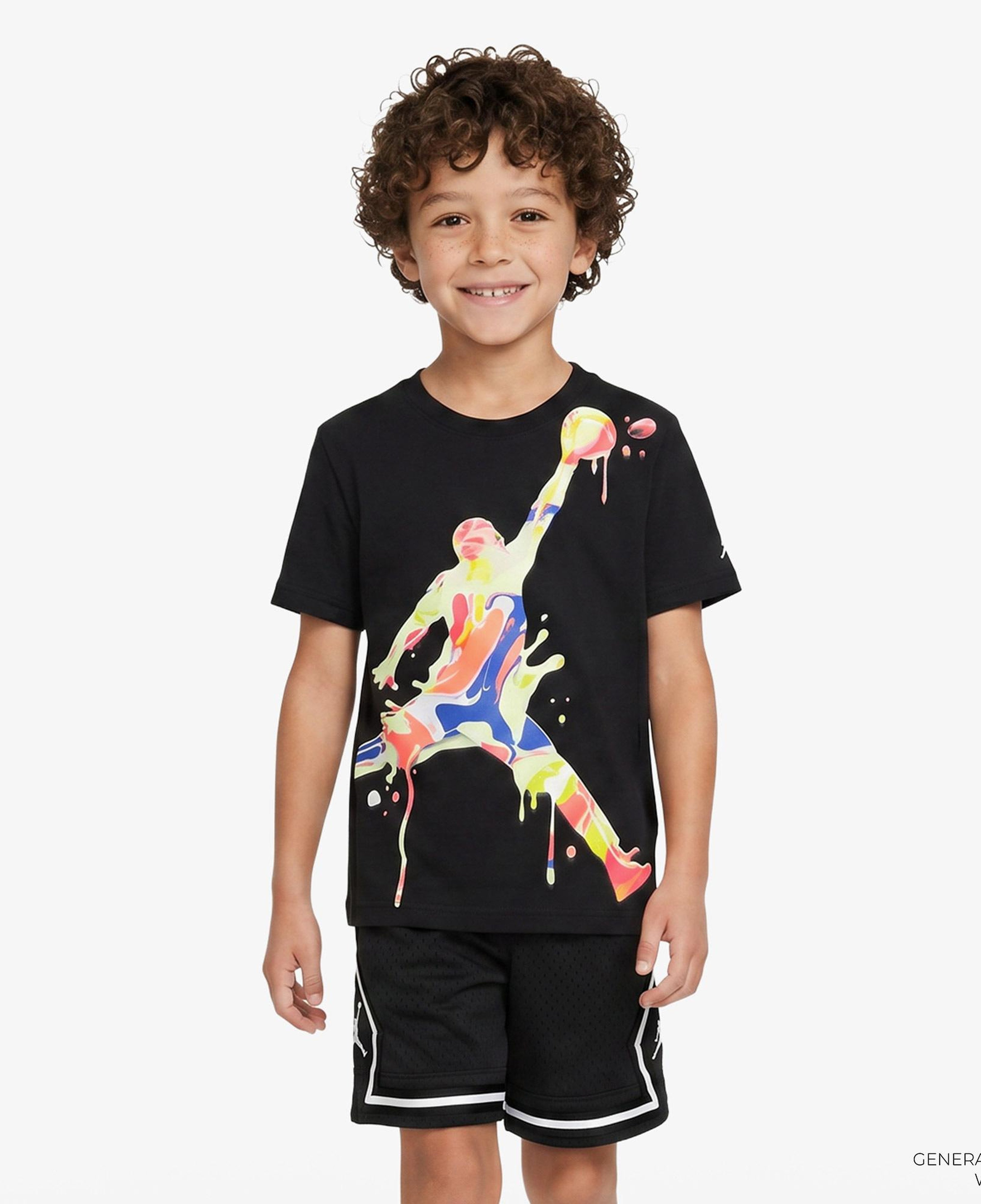 Jordan Super Splash Paint Spill Jumpman Erkek Çocuk Siyah T-Shirt