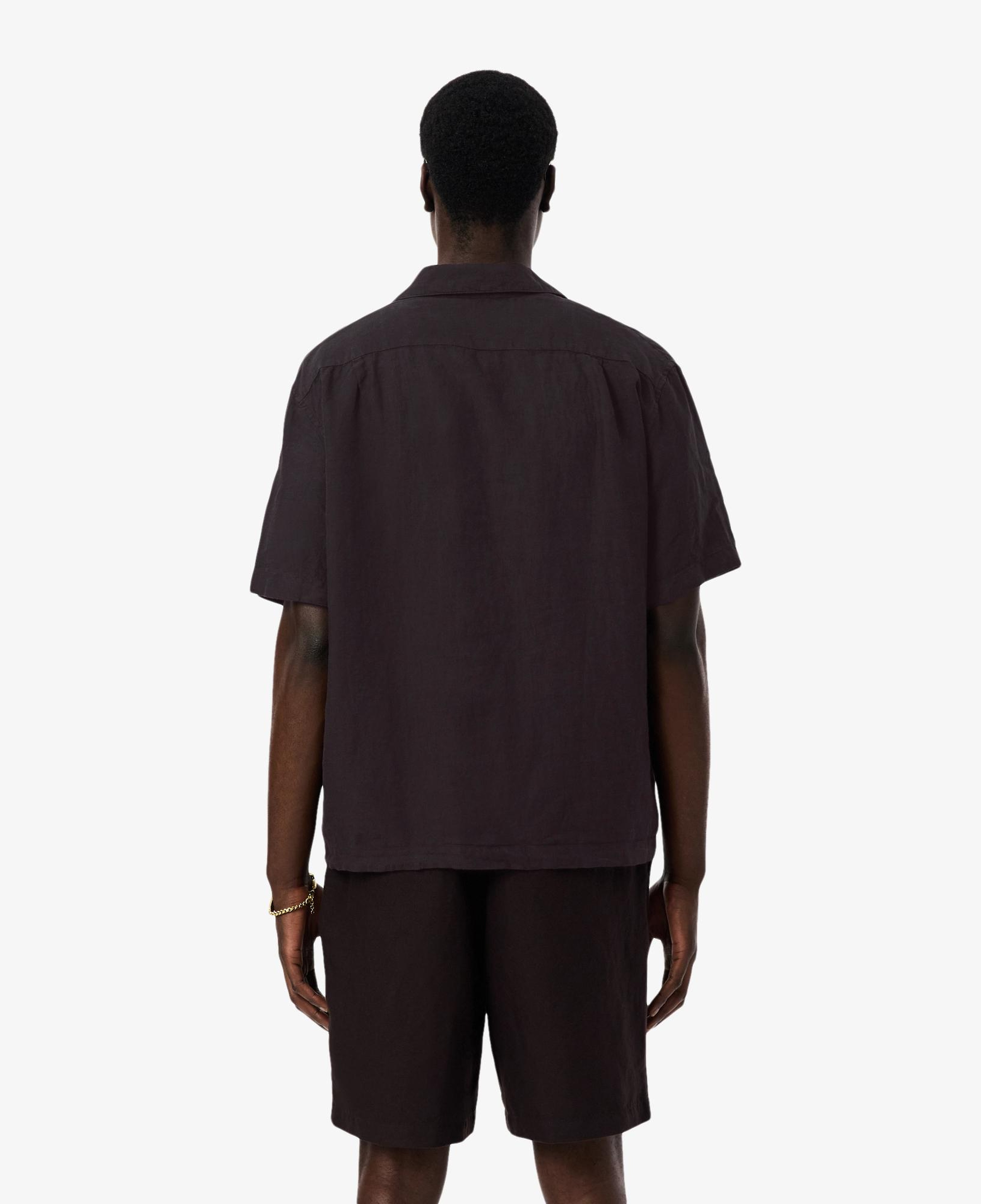 Erkek Relaxed Fit Kısa Kollu Koyu Kahverengi Gömlek