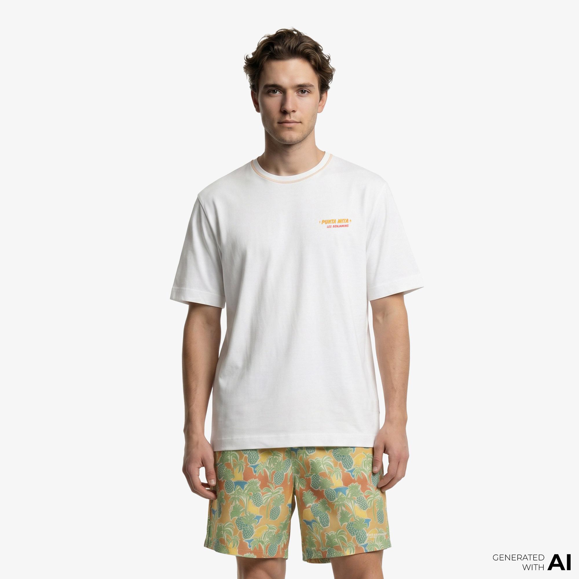 Les Benjamins 001 Erkek Beyaz T-Shirt
