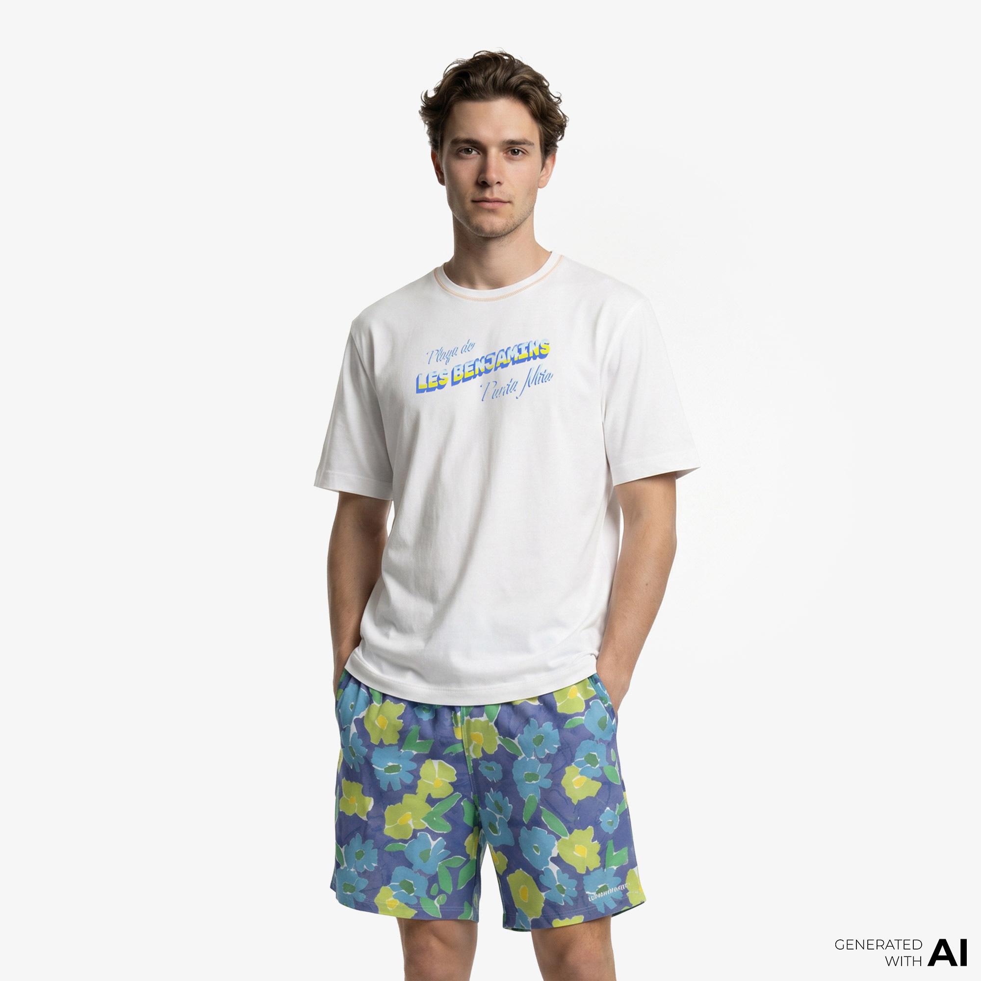 Les Benjamins 002 Erkek Beyaz T-Shirt