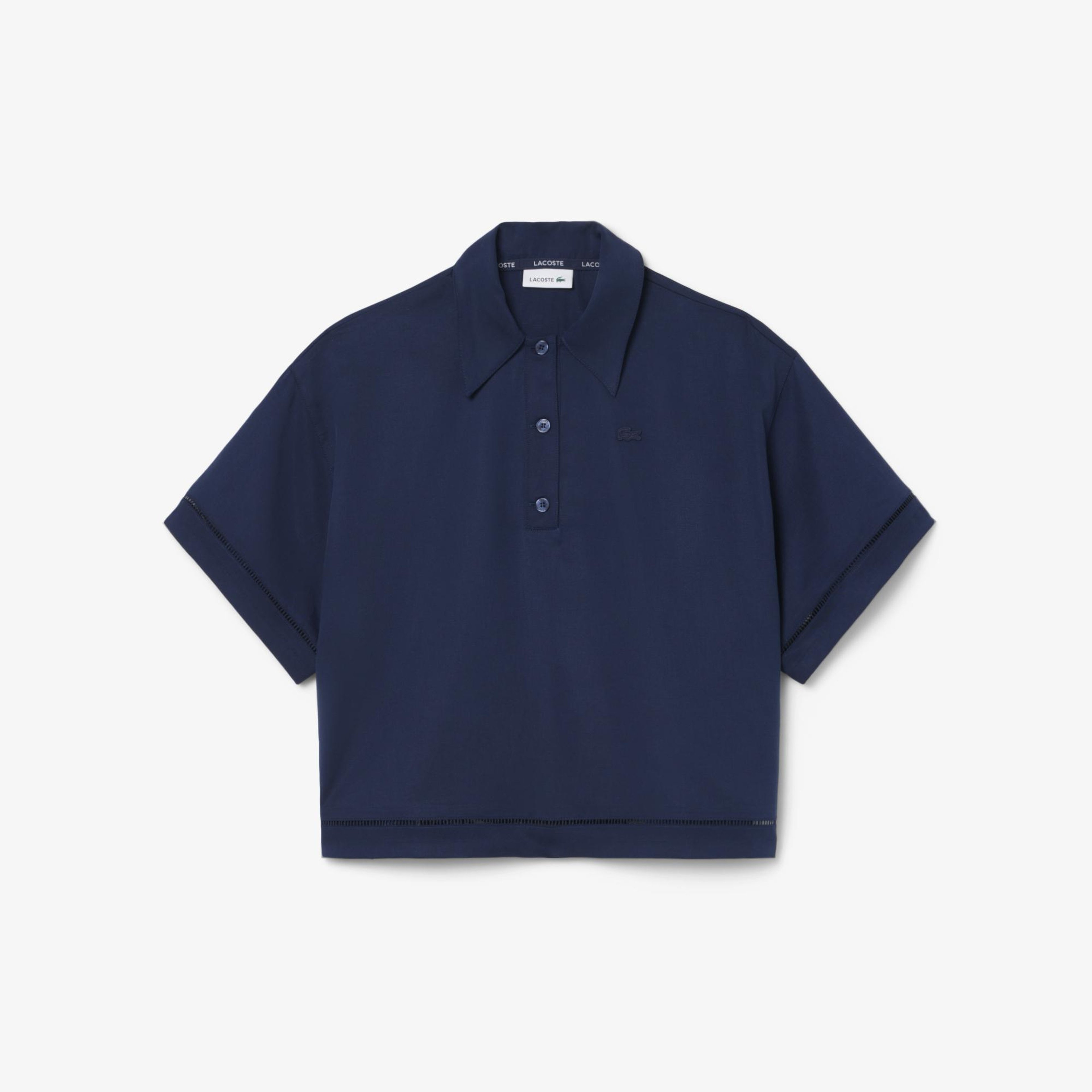 Kadın Oversize Fit Truvakar Kollu Lacivert Polo